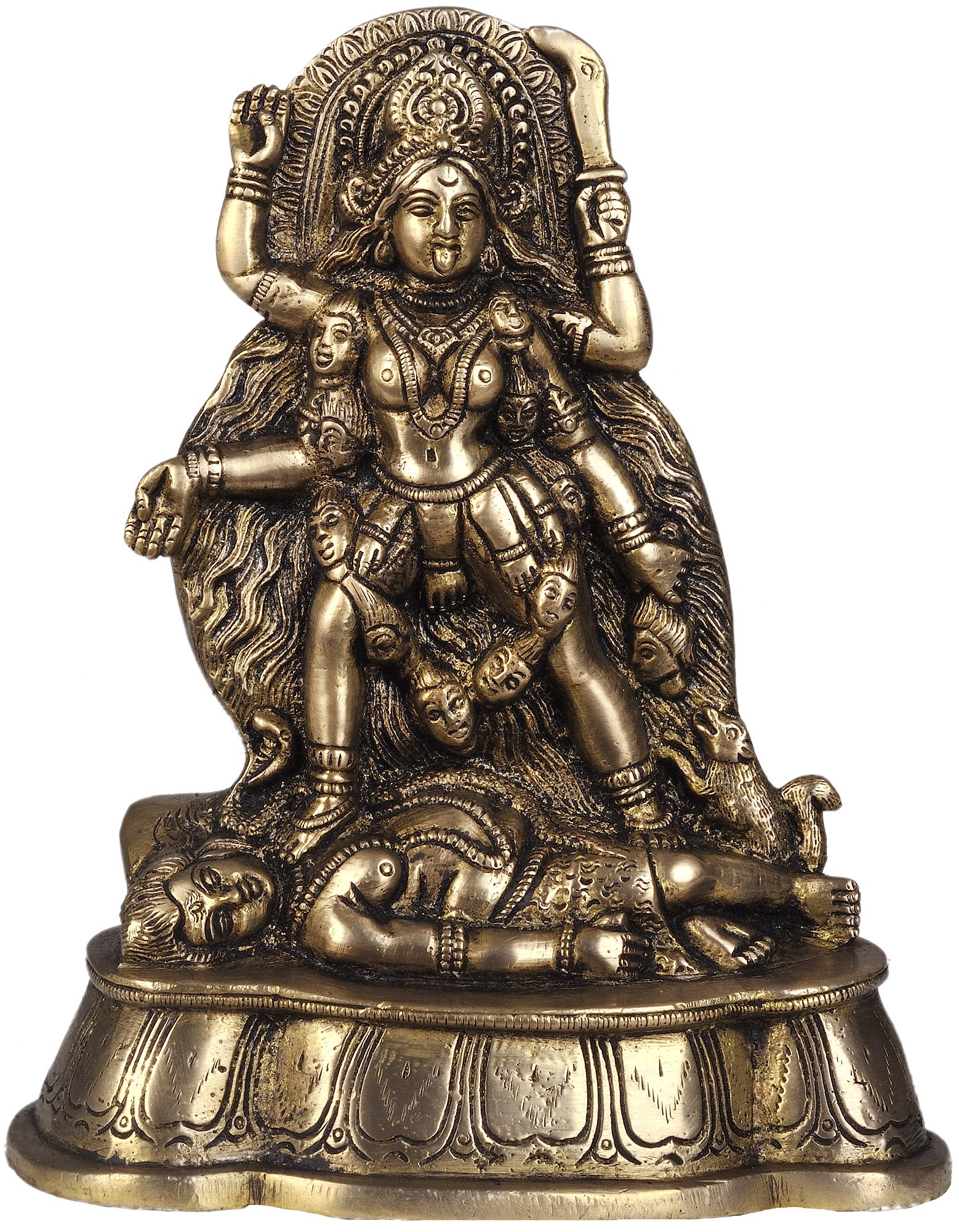 Statue de Kali en laiton effigie Déesse Mère hindoue décoration Inde mythologie