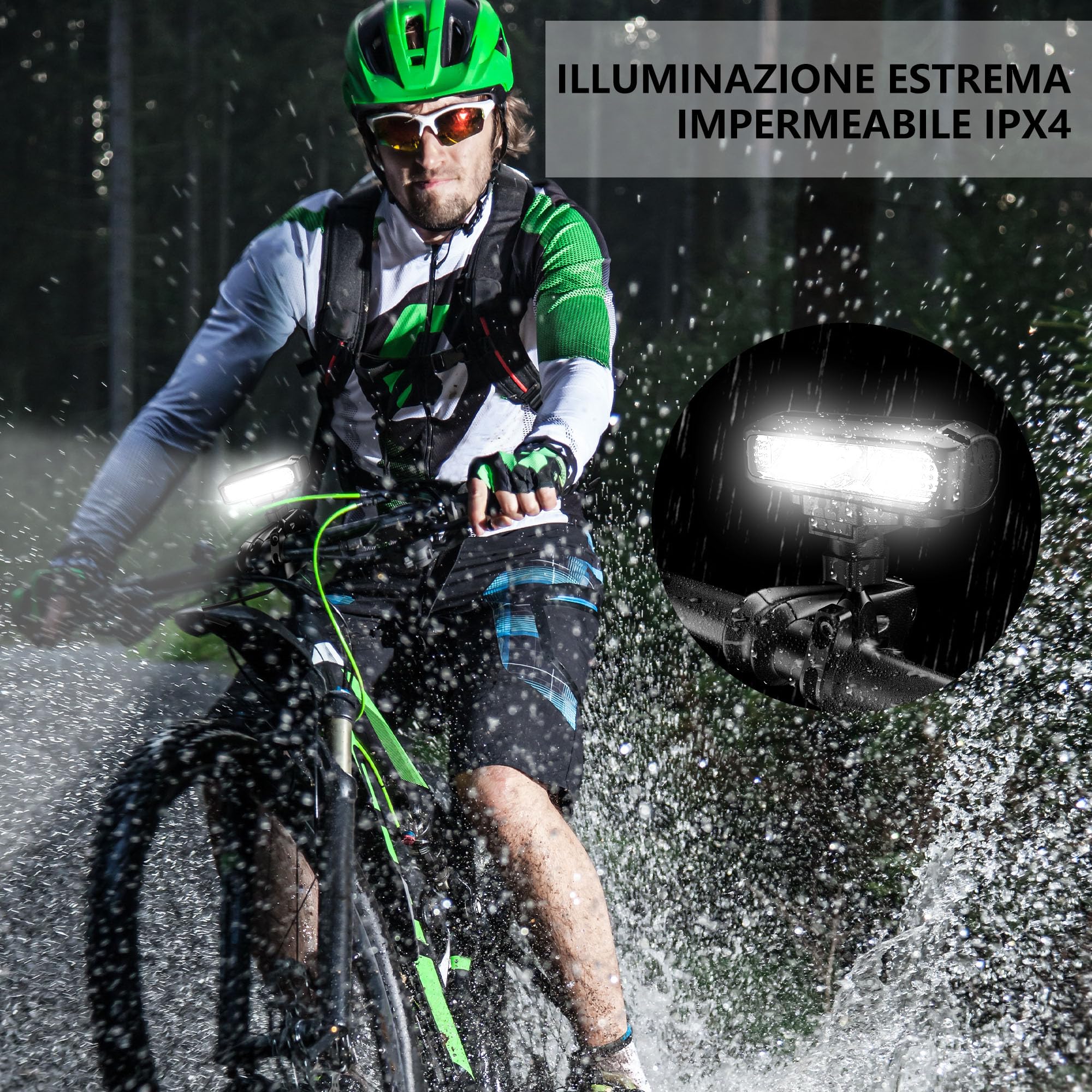 UPPEL Luci Bicicletta LED Lumens Forte USB C Carica Porta LEDs Multiple 4 Modalità Fulmine Luce Bicicletta Anteriore Migliori Luci di Alluminio Della Bici per La Guida Notturna-Nero