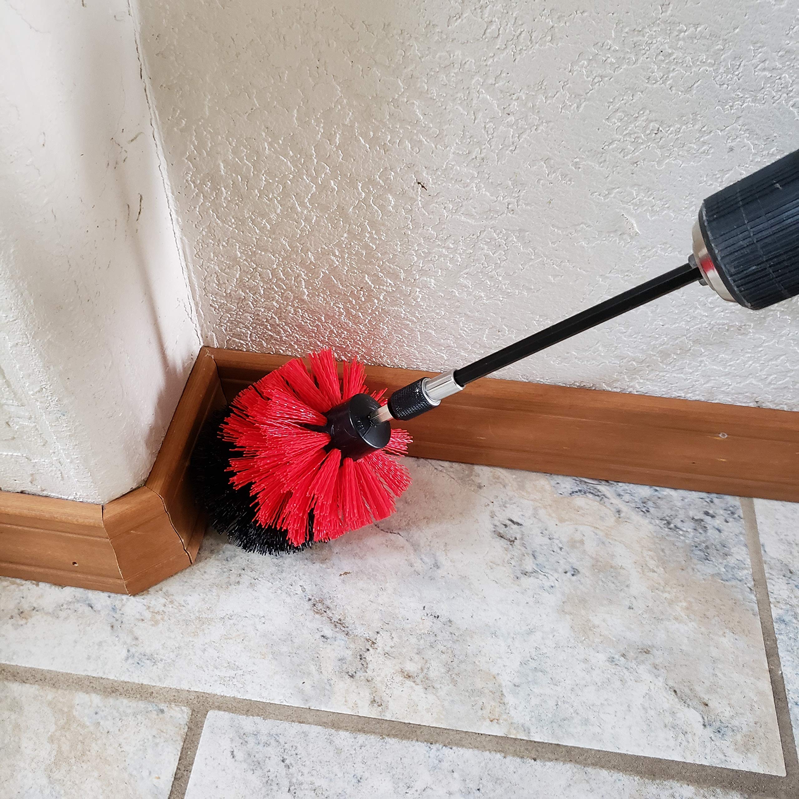 Zestaw końcówek do szczotek do wiertarki trzy szczotki | zestaw do czyszczenia szczotki elektrycznej | Plus 15 cm przedłużenie, zastosowanie na fugach, samochodach, prysznicach i wannach