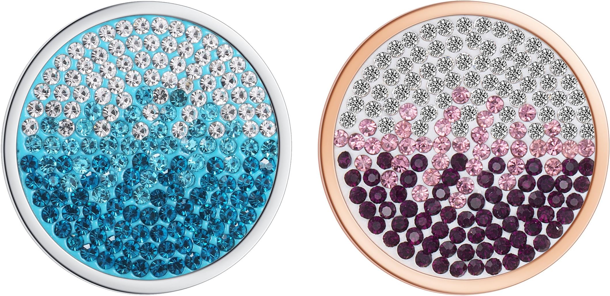 Meilanty Coins 33 mm Blue Stainless Steel Women's Pendant Cubic Zirconia Pendant