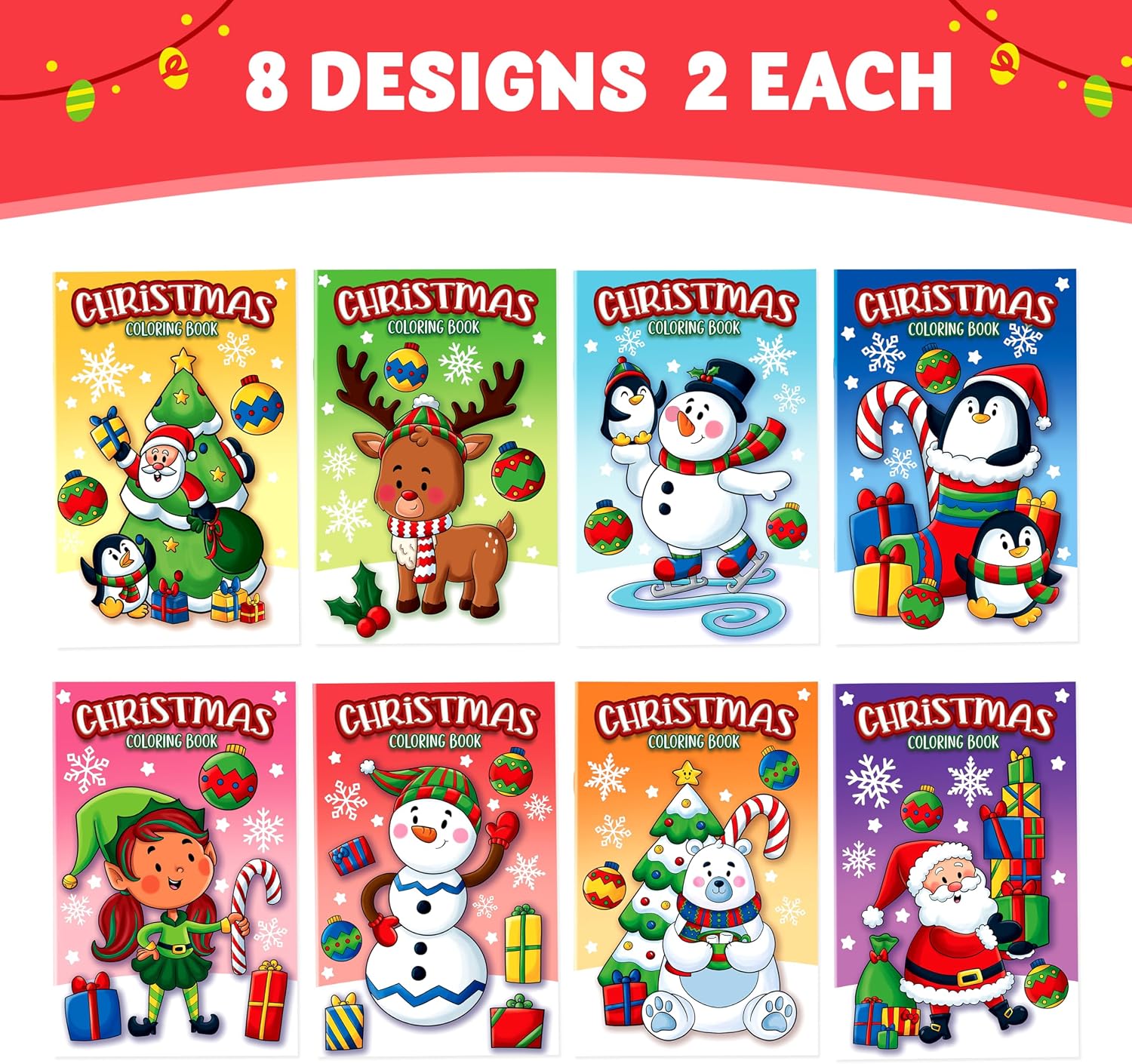 JOYIN 16 Pcs Christmas Coloring Book Books for Kids, Stocking Stuffers Xmas Party Favors Christmas Party Supplies Christmas Presents Mini Books Classroom Games Kids Christmas Goodie Bag Fillers