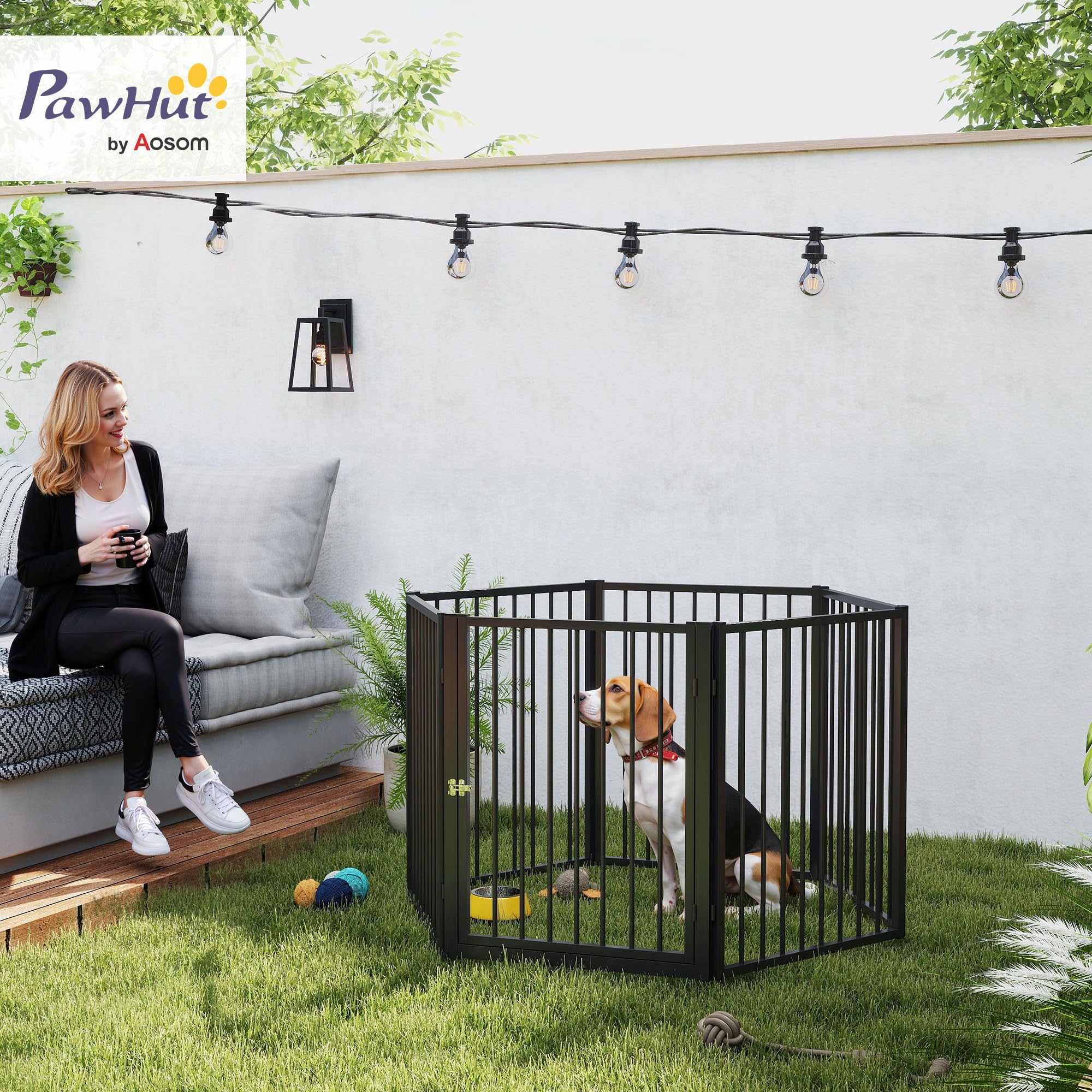 PawHut Corral para Cachorros 6 Piezas para Perros medianos, 76 cm