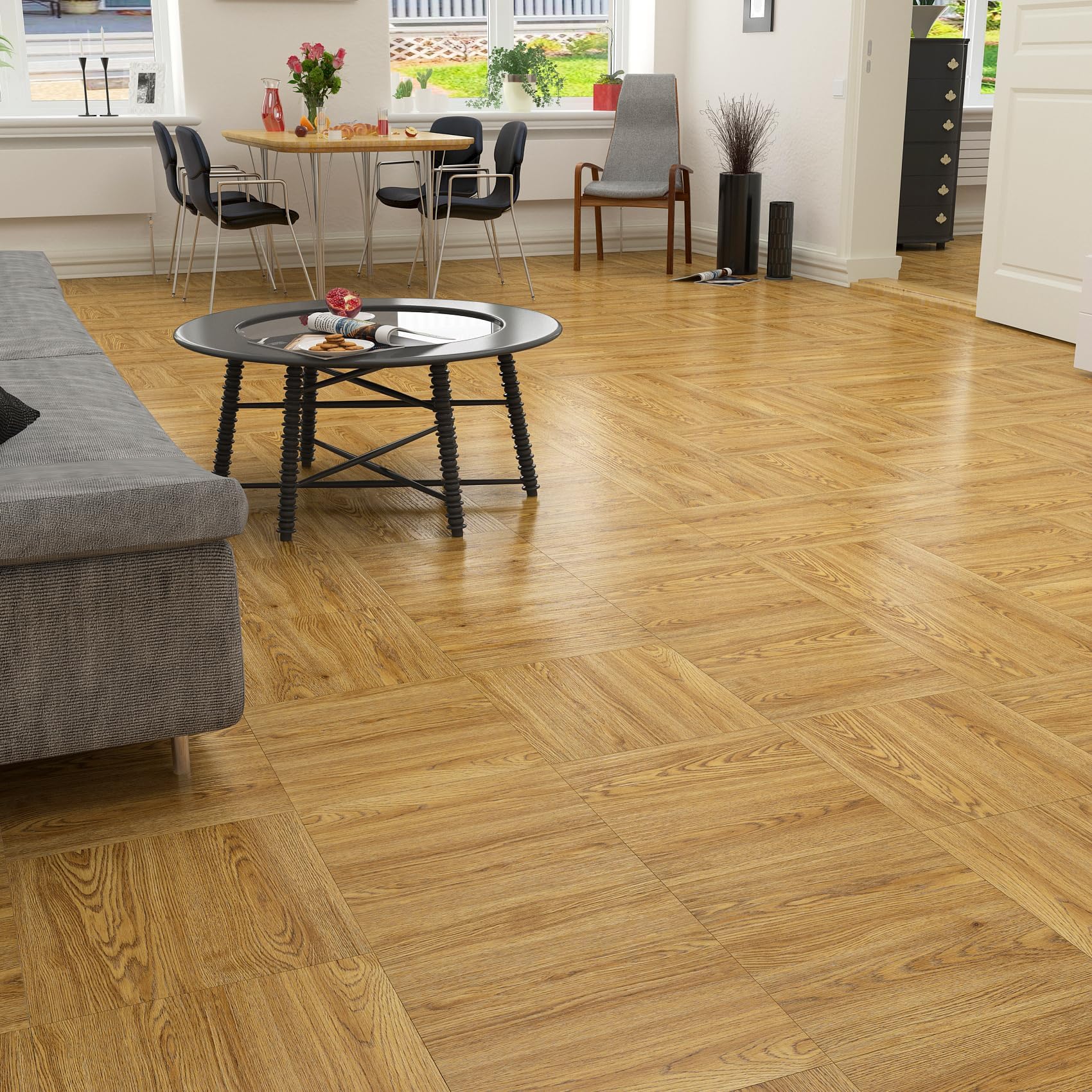 Decotalk Pavimento Adesivo Per Interni Lavabile Effetto Legno 30x30cm 3 Pezzi 0,27m² Piastrelle Adesive Pavimento BagnoRivestimento Parete Legno Pavimentazione Autoadesiva Rivestimento Per Interni
