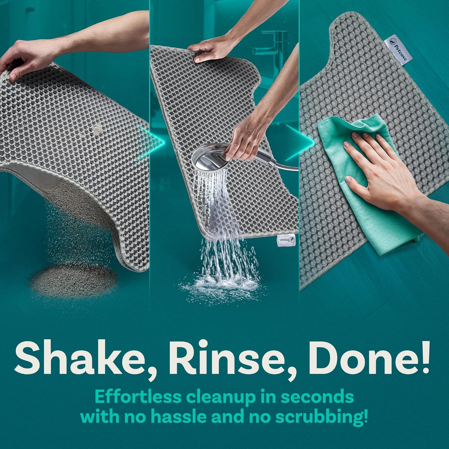 Cat Litter Mat – 19.7" x 15.8" Small Honeycomb Dual-Layer Litter Trapping Mat - Waterproof, Urine Resistant, Non-Slip, Quick Clean Floor Guard for Indoor Kitty Boxes