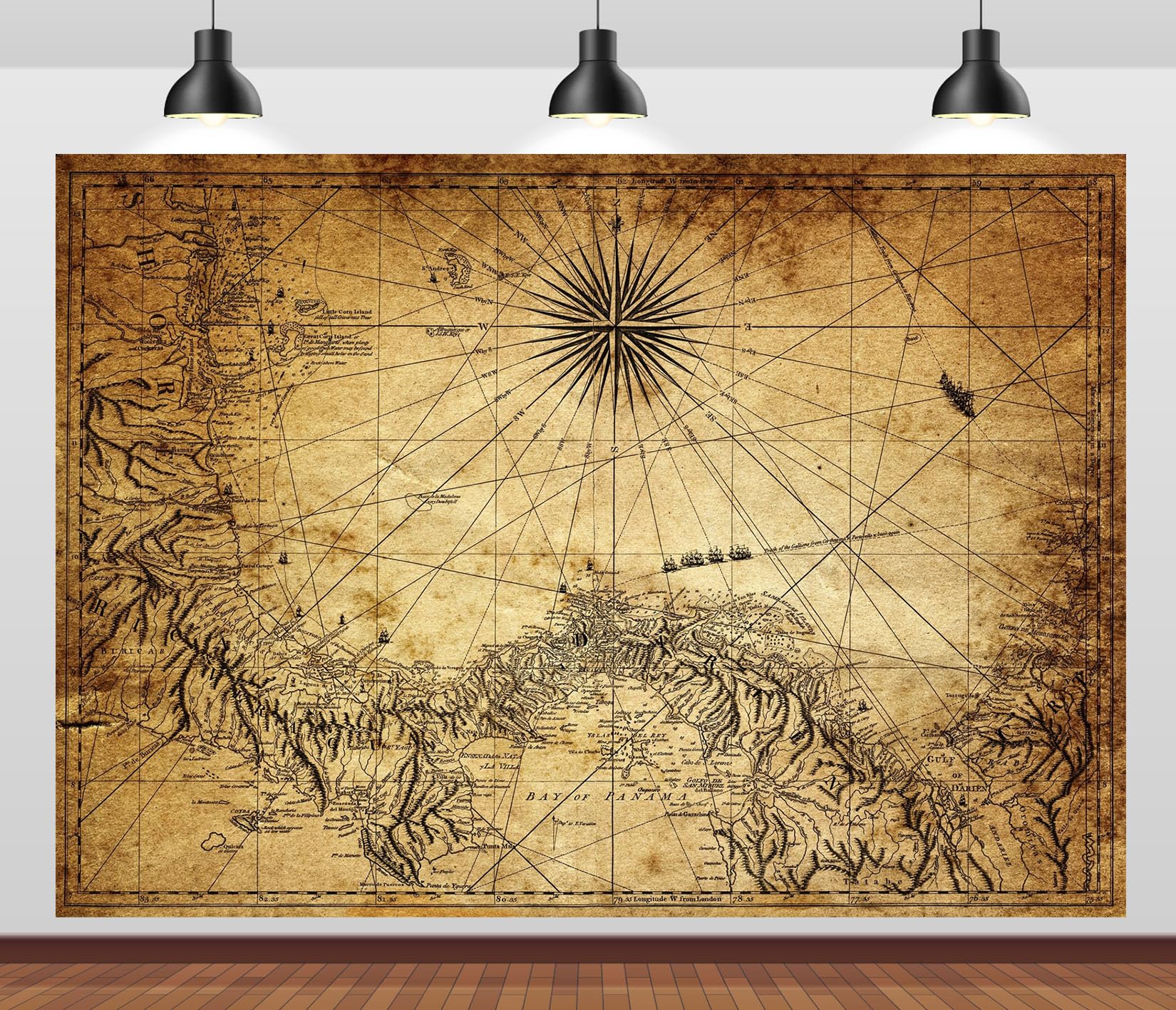 20x10FT (6x3m) Mappa Antica Di Isola Fantasy Sfondo Fotografico