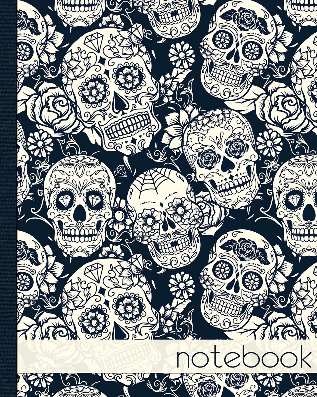 Notebook. Black and White Sugar Skull: Notebook, Notes, Jotter Journal, 100 lined pages.