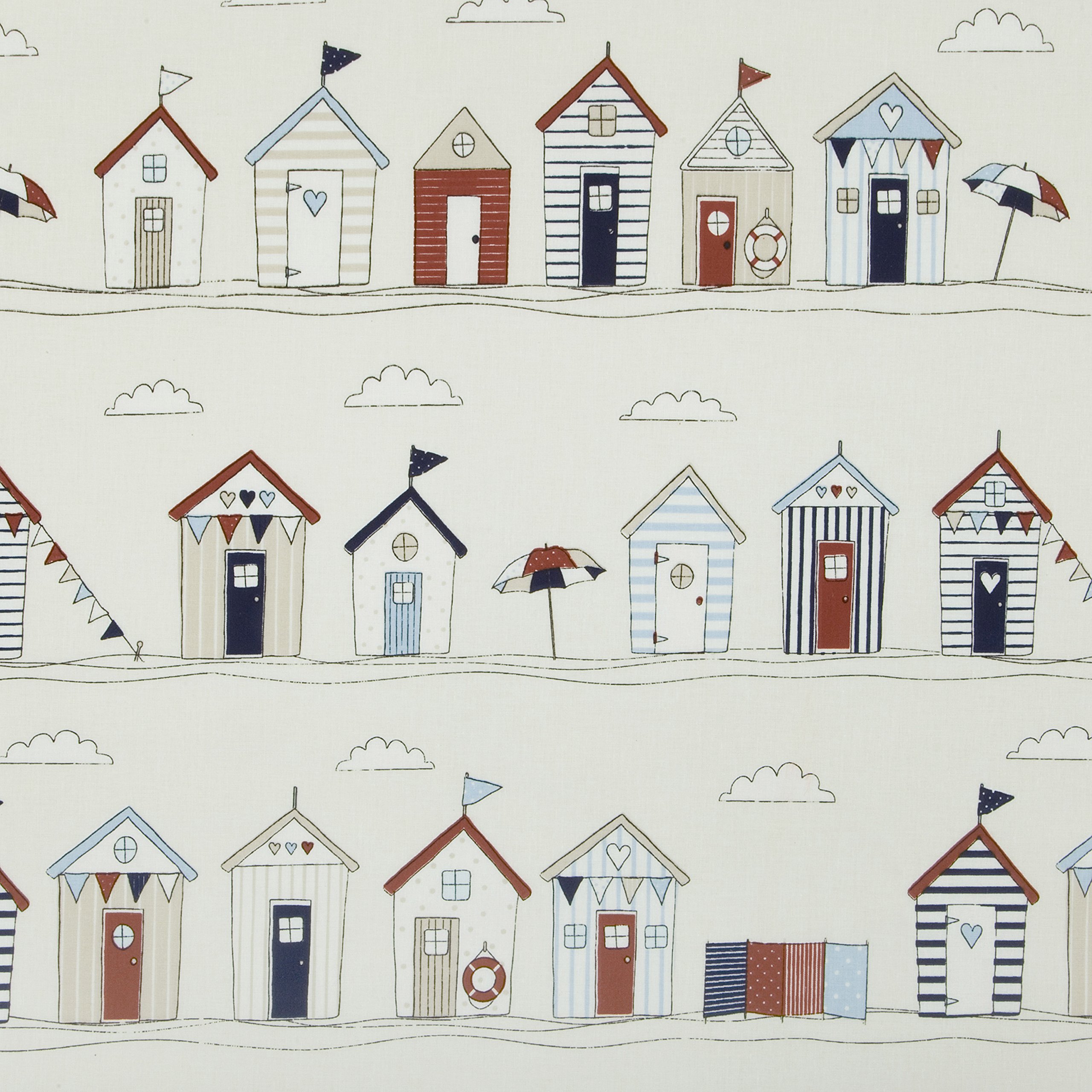 Multi-Colour Vintage Beach Huts Oilcloth Wipe Clean Tablecloth 134cm x 250cm (53" x 99")