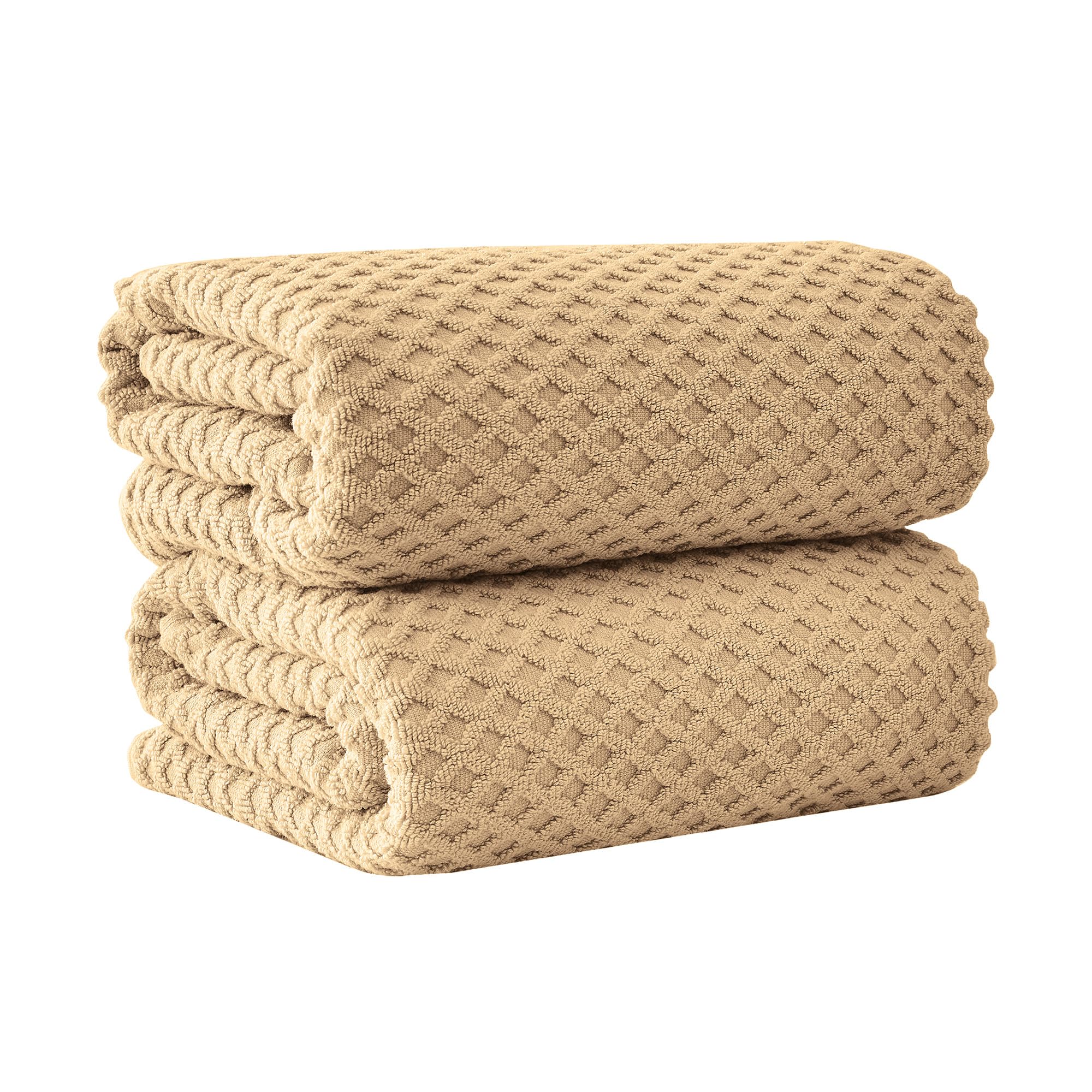 Great Bay Home Oversized Bath Sheets - 100% Cotton 2 Pack 68x35 Extra Large Towel - Absorbent, Durable, Quick-Dry Towels for Bathroom (Oatmeal)