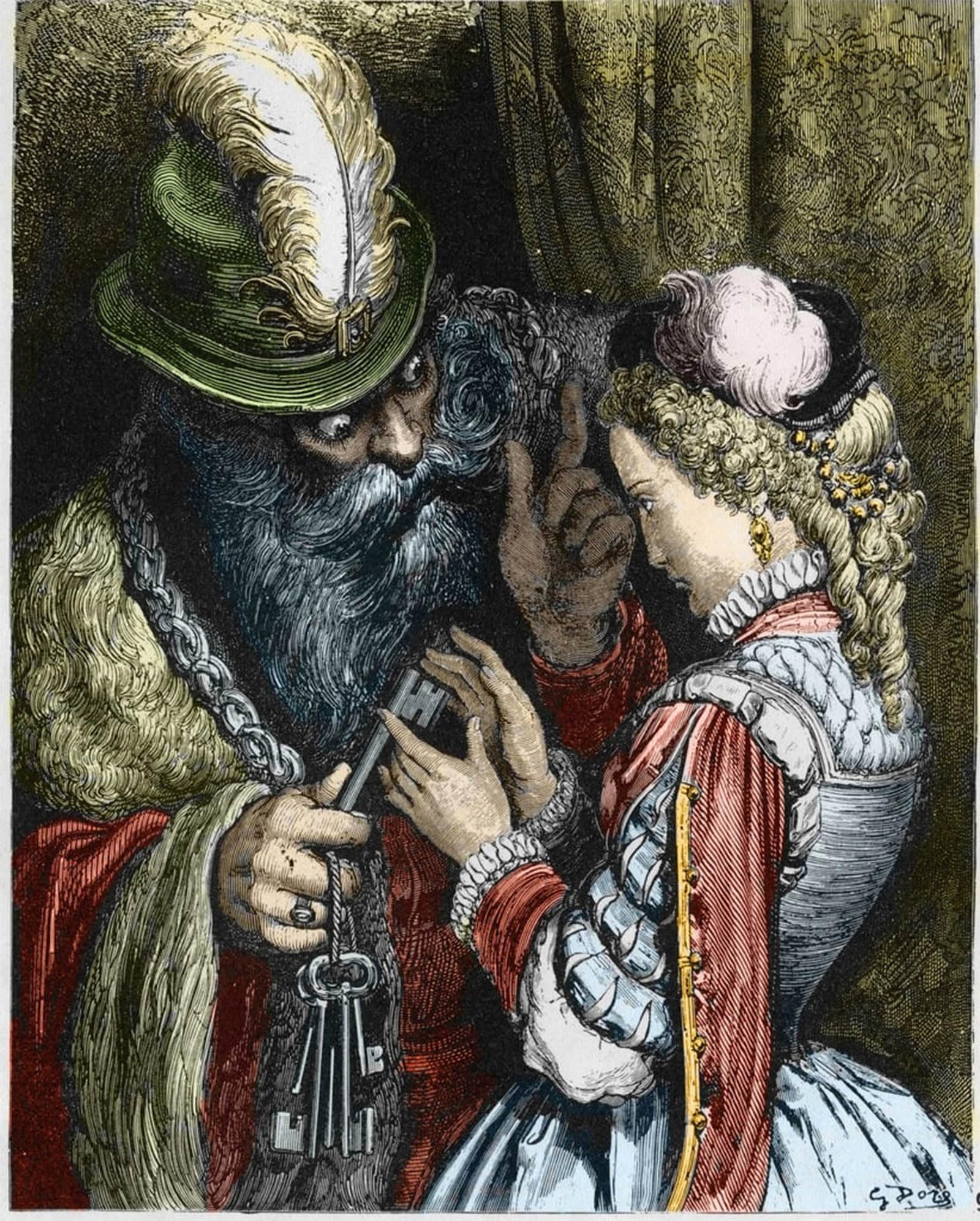 ARTXLXXBN Famous Prints Artwork Pictures Poster Painting Art Illustration for Bluebeard by Gustave Dore Artwork Landscape Pictures for Home Decor 60x90cm