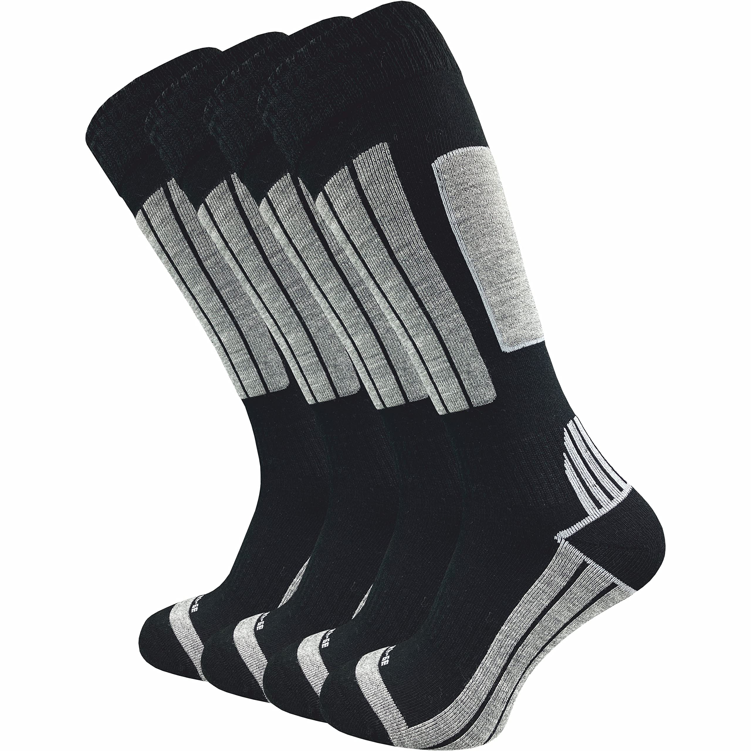 GAWILO Chaussettes de ski femme & homme avec zones rembourrées (4 paires) Chaussettes montantes thermiques pour ski, snowboard & randonnée
