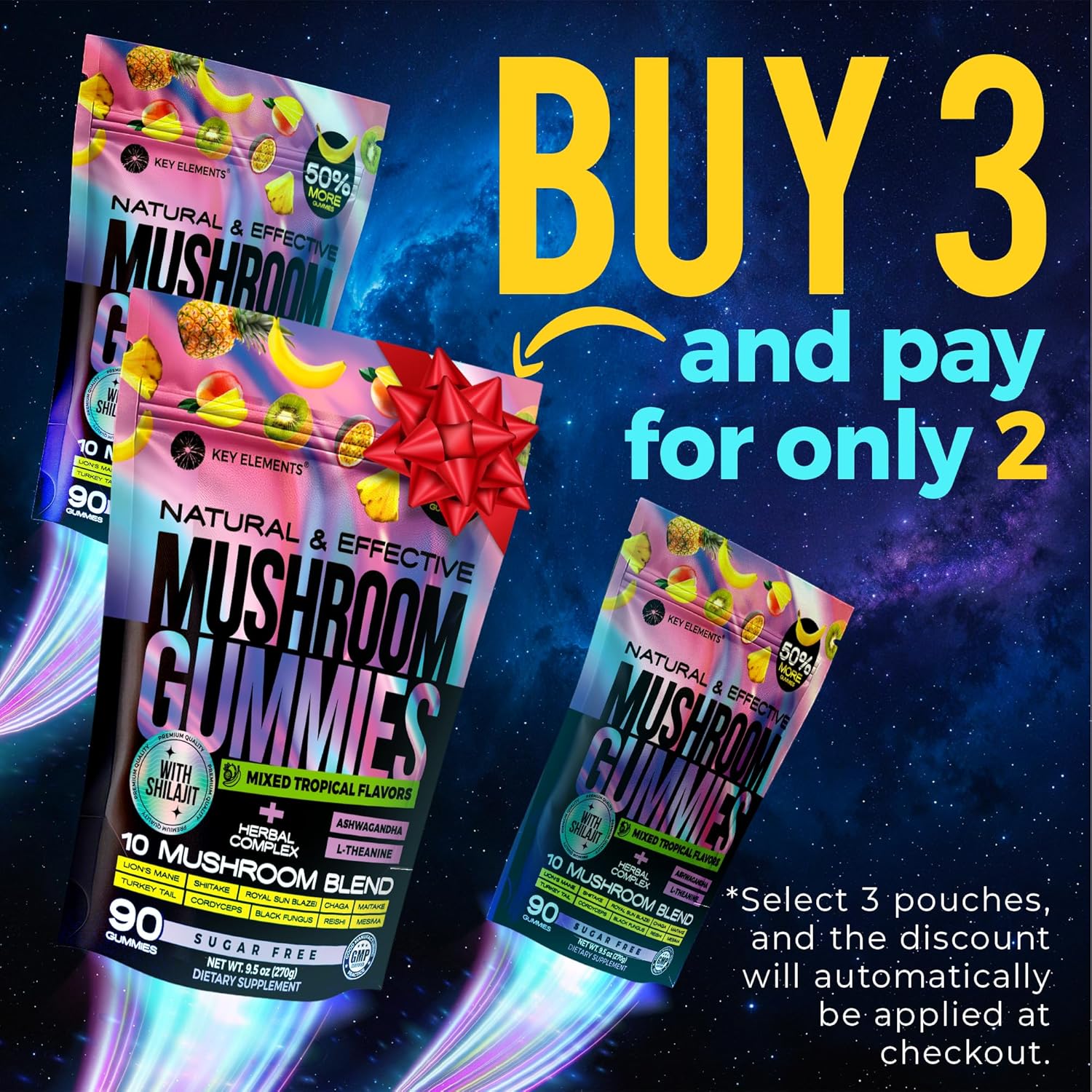 Next-Gen Mushroom Gummies with Ashwagandha and L Theanine - 10x Mushroom Supplement with Shilajit - Mushroom Nootropic Lion’s Mane Gummies - Immune, Brain Support & Chill Mushroom Complex Gummy - Image 2
