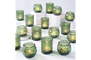 Festive Ambiance with Green Votive Candle Holders for Christmas Gatherings