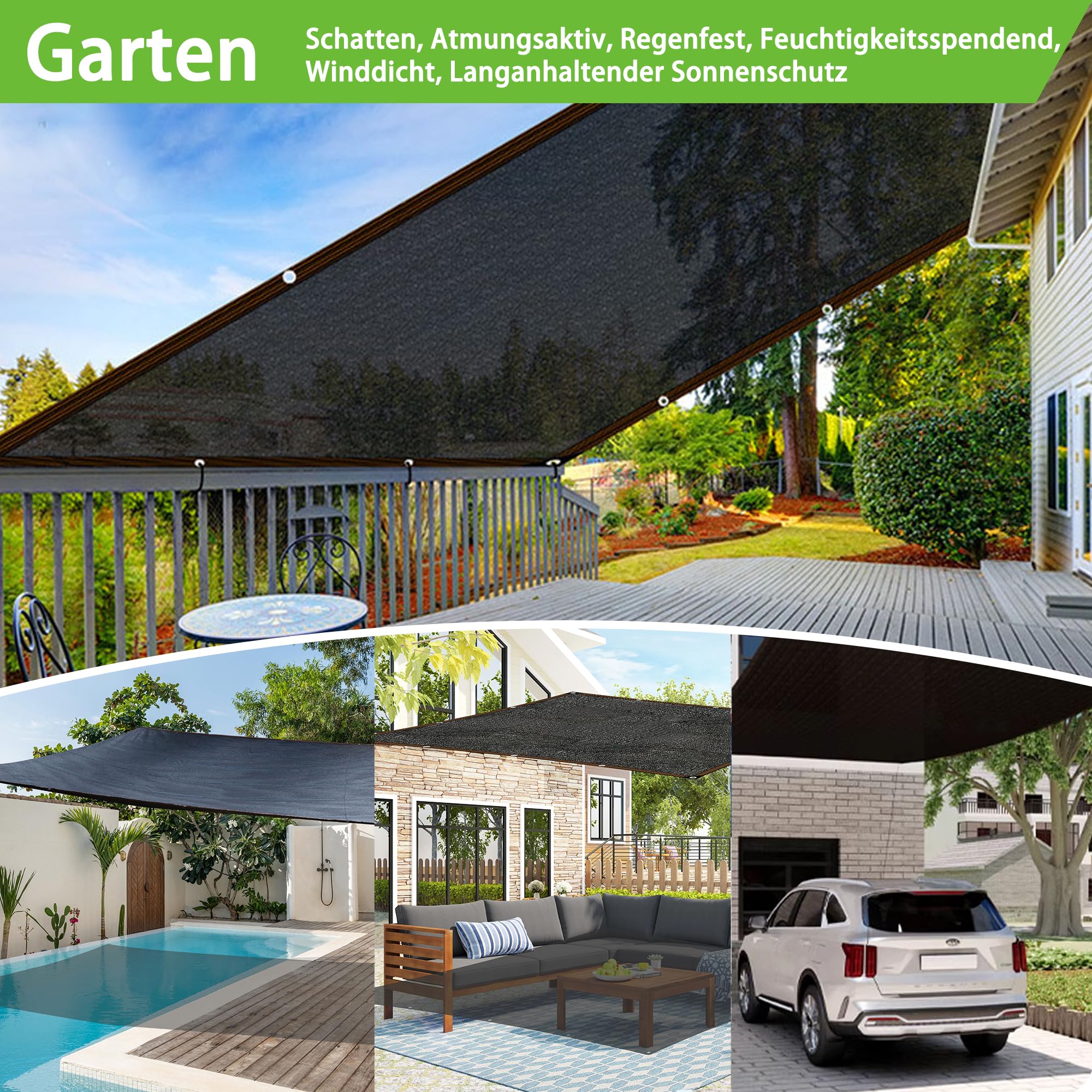 Rete Ombreggiante, 3x3m 95% Resistente Ai Raggi Uv Telo Ombreggiante Con Occhielli, Panno Ombreggiante Per Esterni Per Pergola Piante Da Patio Serra Pollaio Auto Piscina