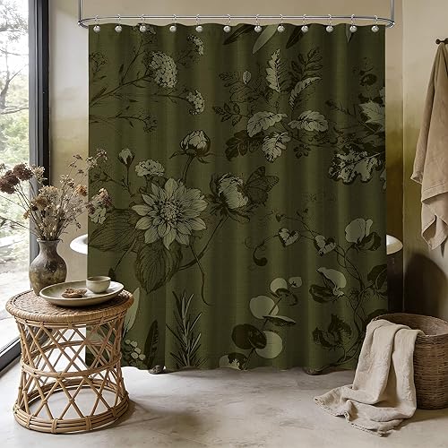 Miniatura 36 de Cortina de ducha azul marino de bosque Cortina de ducha azul oscuro de montaña y naturaleza para decoración de baño de hombres, tela impermeable con