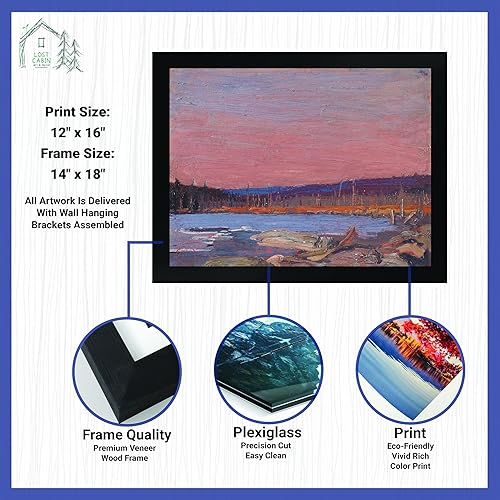 Miniatura 2 de Lost Cabin A Northern Lake 1911 de Tom Thomson | Impresión en marco plano negro | Reproducción de pinturas de obras de arte finas | Póster enmarcado