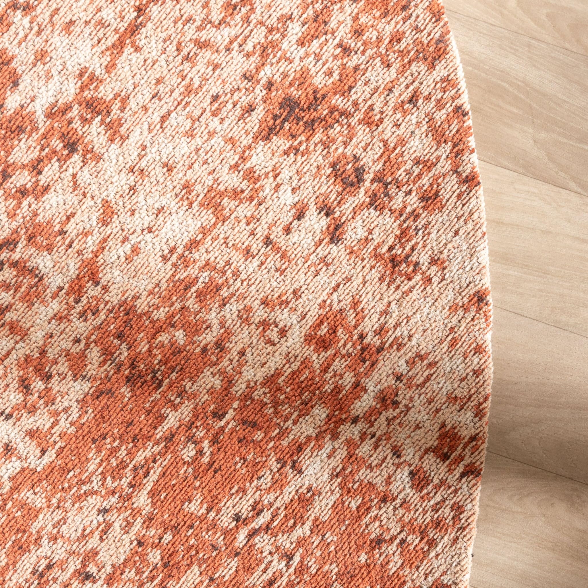 FRAAI | Home & Living Tapis de Salon Rond Abstrait - Candice Terracotta - Poil Court - Rond - Ø 120cm