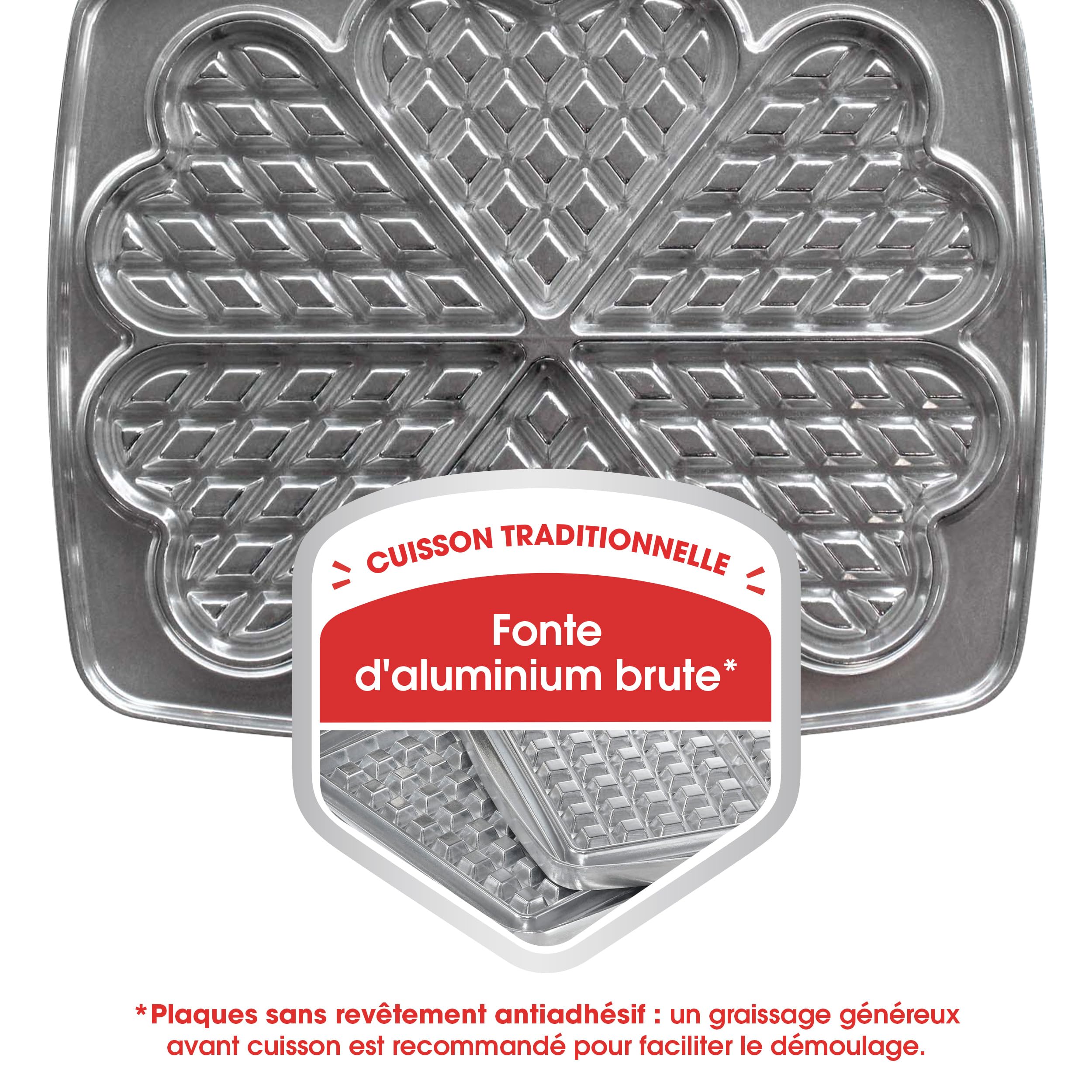 LAGRANGE, Jeu de plaques Gaufres Coeur, compatible Gaufriers "Super2", 030521