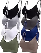 BQTQ 8 Pieces V Neck Bralettes Padded Bralettes for Women with Elastic Straps Seamless Bra