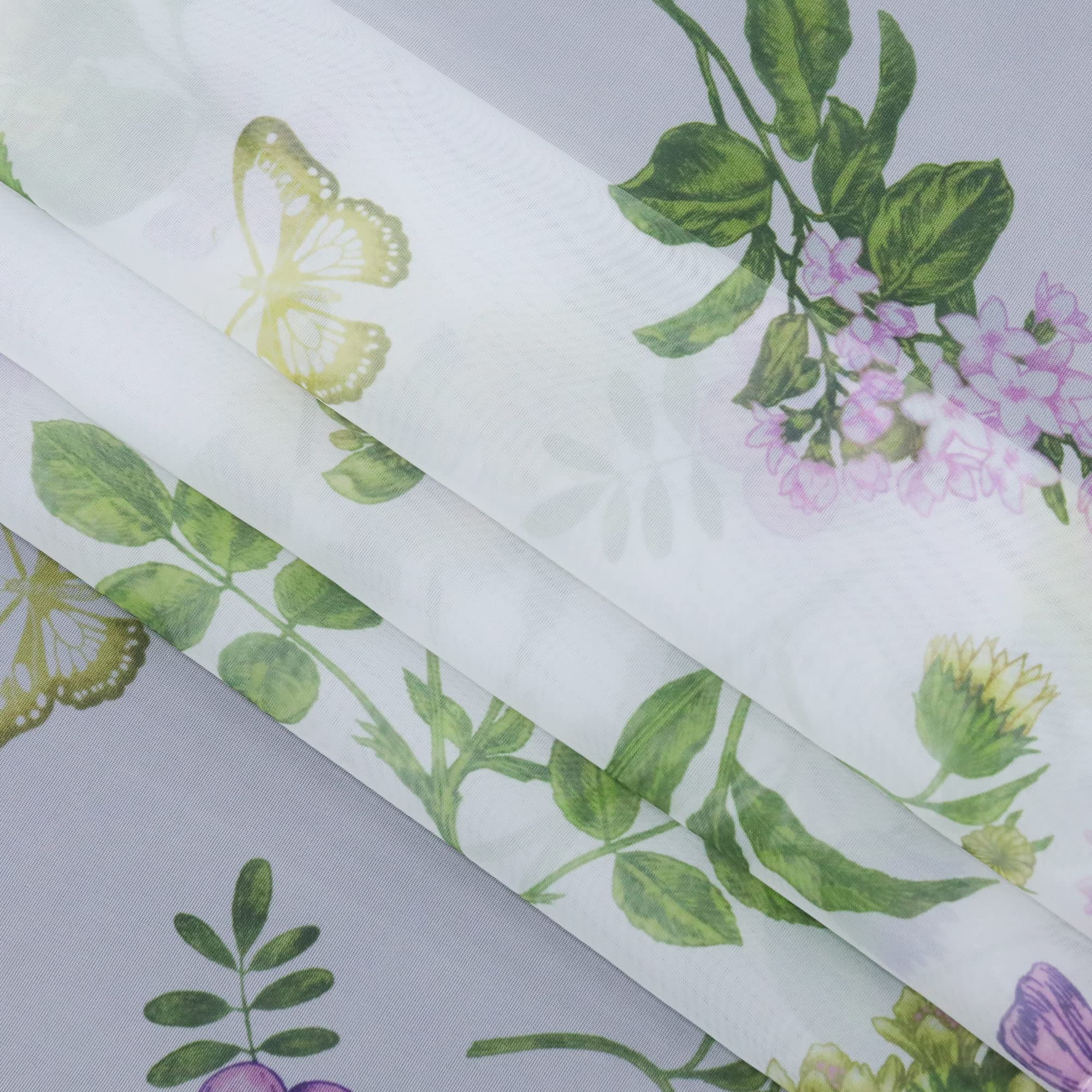 Joyswahl Viole Raffrollo mit Blumen-Schmetterlingdruck fabenfrohe halbtransparent Bändchenrollo mit Klettband1er,BxH 120x140cm