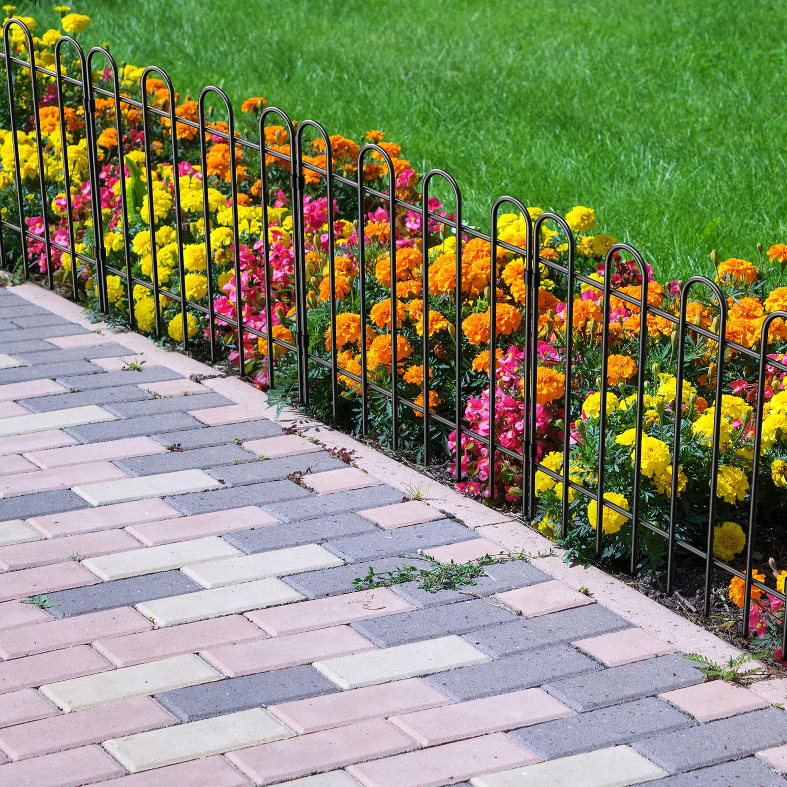 NANANARDOSO 25 Pack Decorative Garden Fence, 16.7 in(H) X 26 Ft(L) Garden Border Fence, Metal Wire Rustproof Barrier Fence for Dog, Garden Border Flower Bed Fence Panel for Yard, Outdoor Patio.