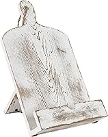 Vista 6 de MyGift Soporte para libro de recetas, soporte de libro de cocina estilo tabla de cortar de madera encalada, soportes de libro de madera