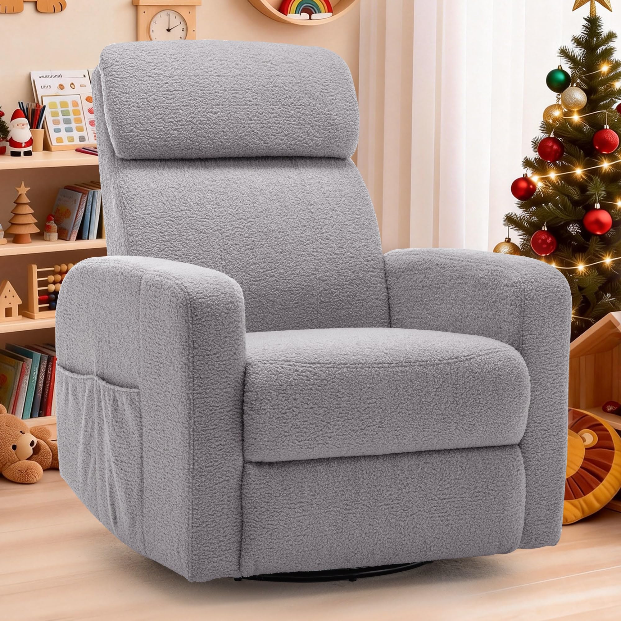 Korser Power Swivel Recliner Chairs for Adults, Electric Glider Rocking Chair Nursery, Glider Recliner Nursery Chair with Classified Side Pocket, Nursery Rocking Chairs with USB and Type-C Ports (2 boxes)