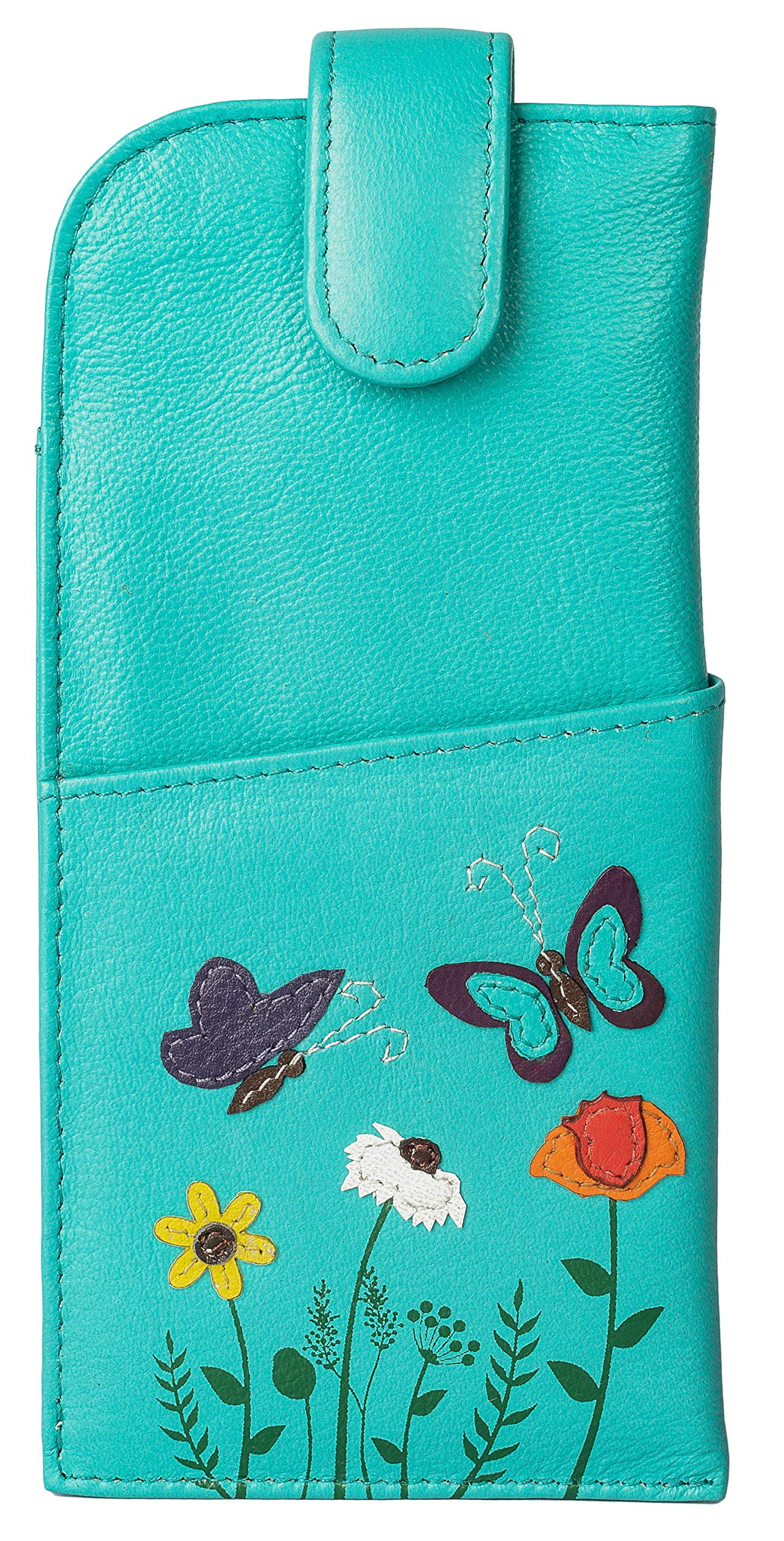 Mala Leather Women's Turquoise Sophia Glasses Case 5159-42 (Turquoise)
