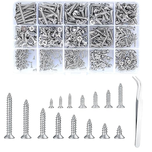 Wugongshan 250G Self Tapping Screws Assortment Fasteners Set, M3/M4/M5 Sheet Metal Screws Fasteners Kit Round Phillips Drive Flat Countersunk Head Wood Screws For Woodworking 10 Sizes