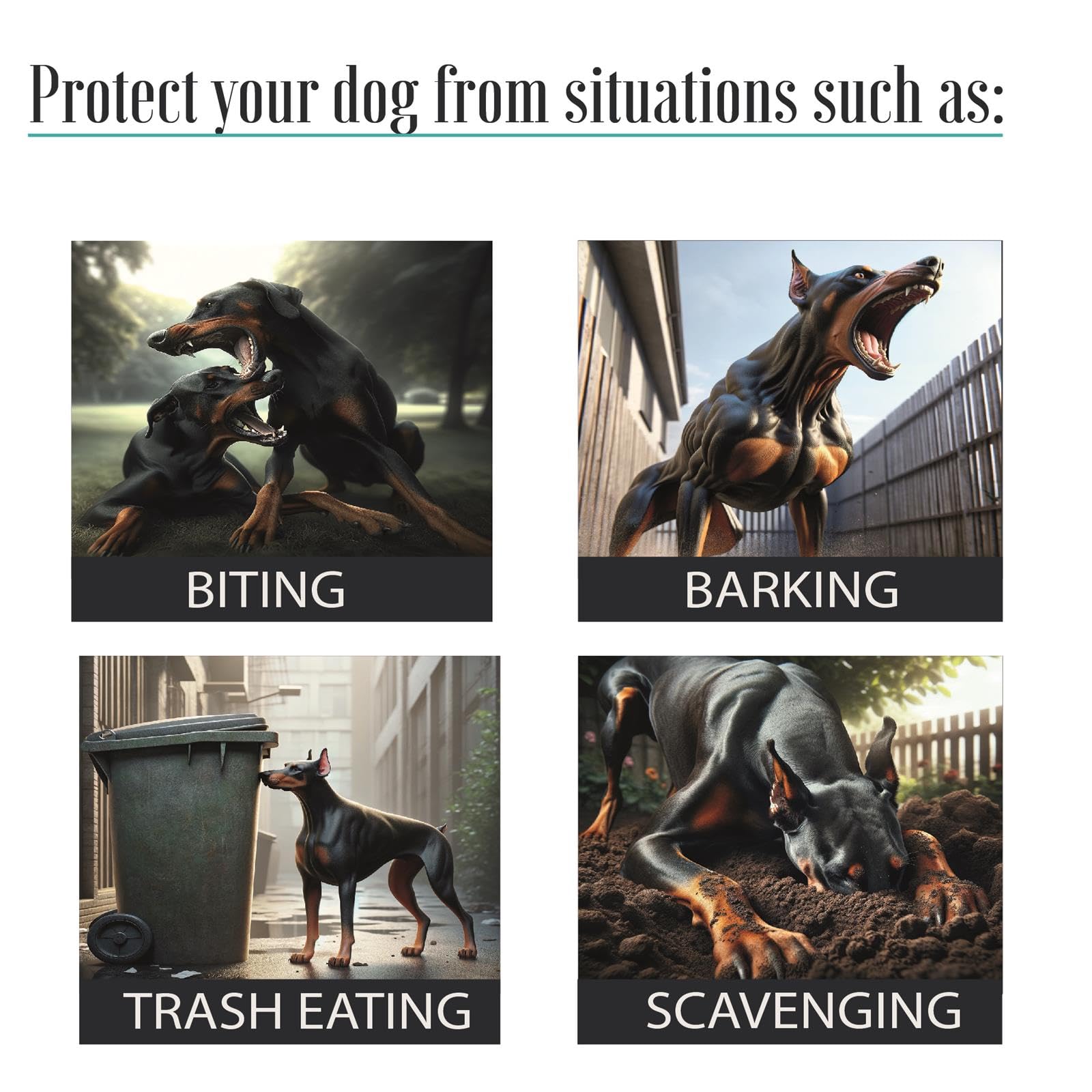 PillowPrim Ledermaulkörbe für Hunde, Verstellbar, Atmungsaktive Haustier Maske Hundetraining, Sicherer, Rottweiler, Pitbull Terrier, Boxer, Amstaff, Schwarz