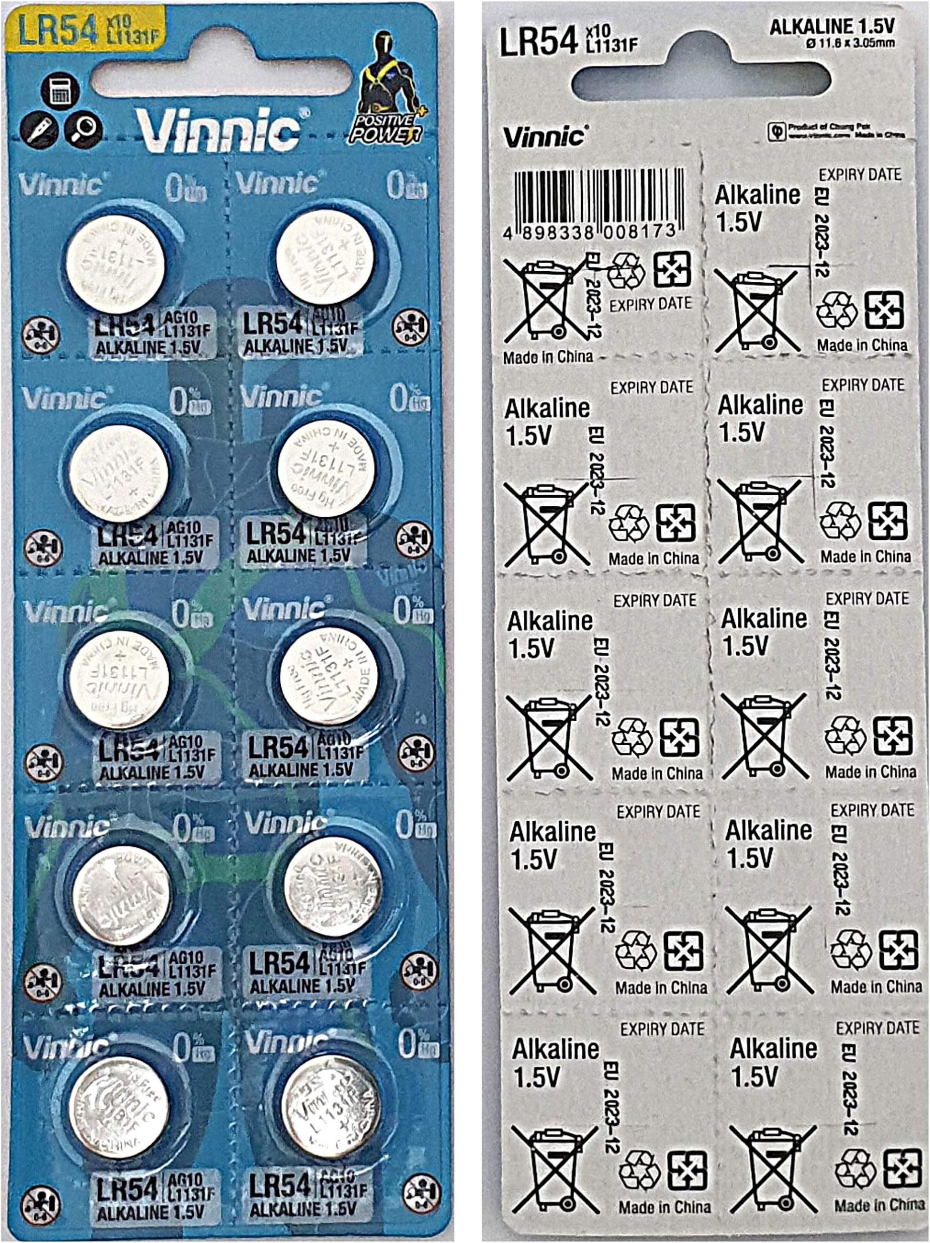 Pack of 10 Vinnic Batteries for Vinnic L1131F