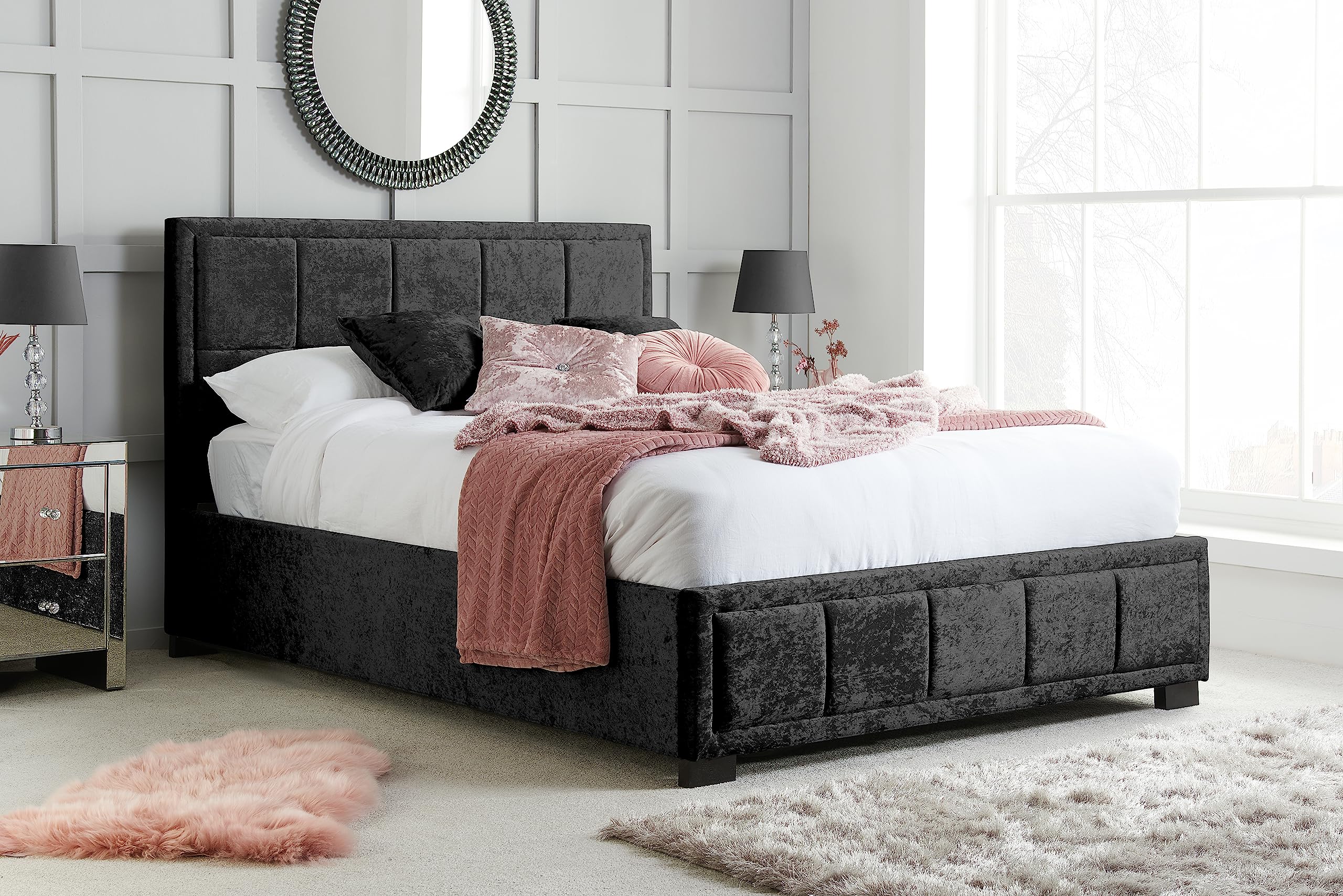 Birlea Hannover Bed Crushed Velvet - Black, Kingsize