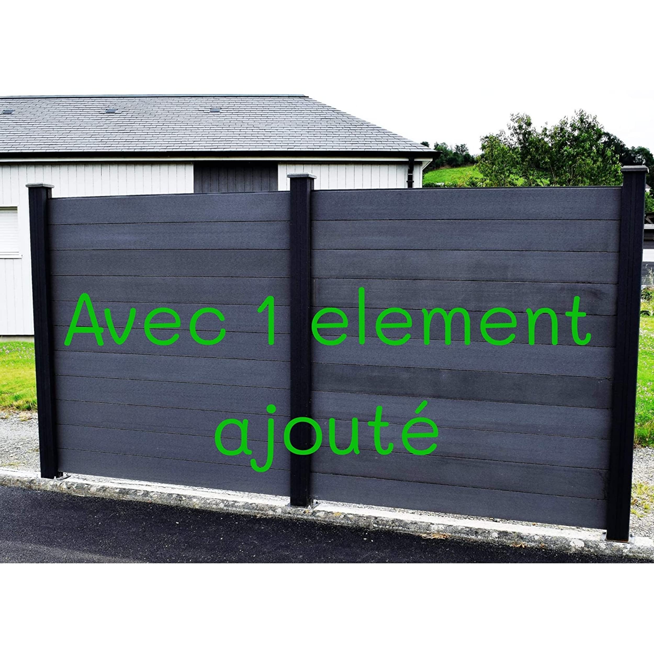 Brise Vent Vue Ou Départ De Cloture De Jardin Palissade Exterieur En Composite Occultant Clostra Formant Un Panneau De 178 Cm De Largeur X 175 Cm De Hauteur Poteaux Noir Lame Grise Anthracite