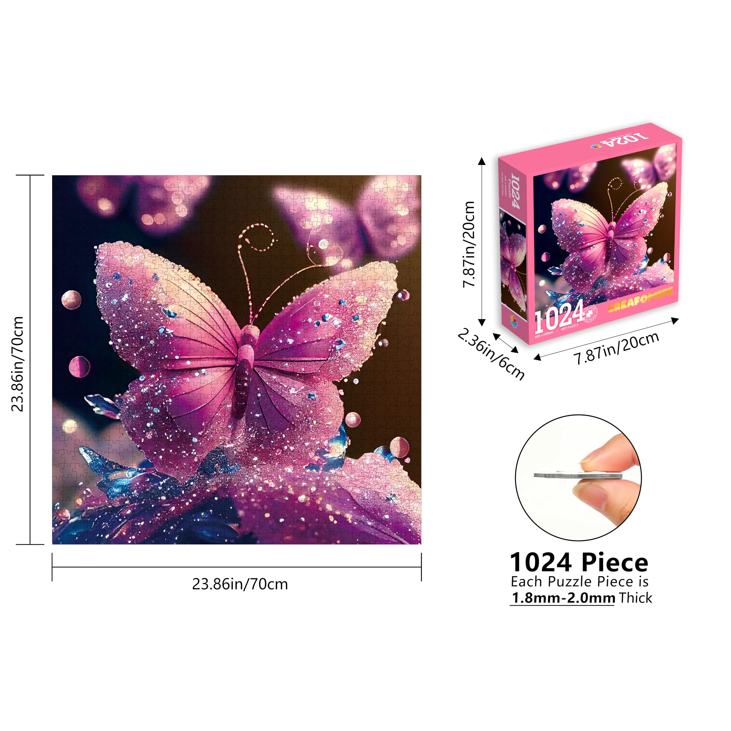 CREAFOMIFE 1024 Piece Jigsaw Puzzle for Adults Red Butterfly Large Puzzle, Gift for Adult Puzzle Lovers ( 24 x 24Inches ) - Image 4