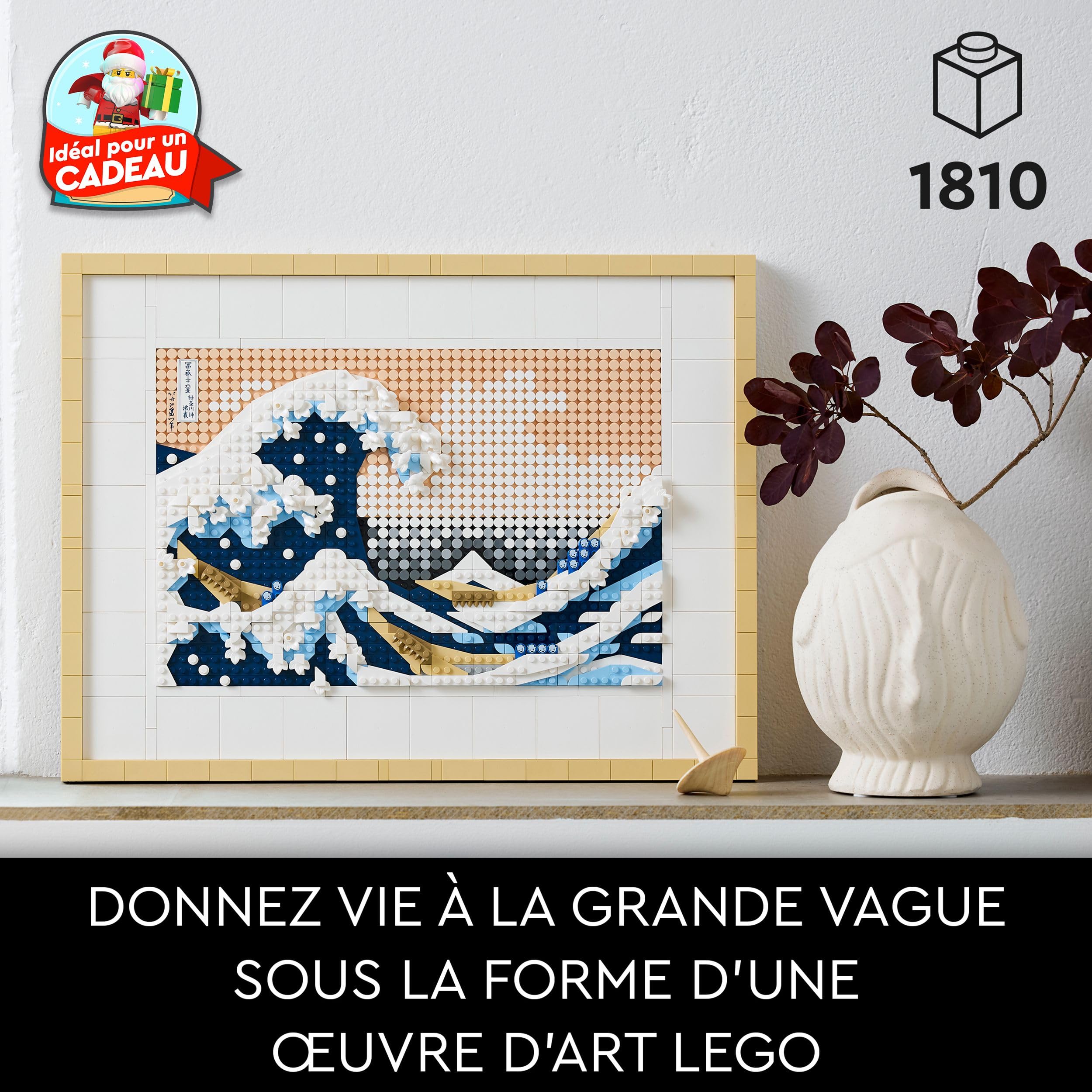Lego Art Hokusai – La Grande Vague, Set de Décoration Murale Japonaise, Tableau Océan, Loisir Créatif pour Adultes, Intérieur DIY, Décor Bureau 31208