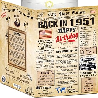 74th Birthday Card for Women Men - Back In 1951 Newspaper - 74 th Happy BIRTHDAY card - 74th birthday gift for Her Him - JUMBO A4 size - 74th birthday decorations Dad Mom - Best gifts for 74 year old