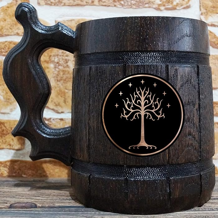 Buy Tree Of Gondor Wooden Beer Mug, Lord of the Rings Tankard