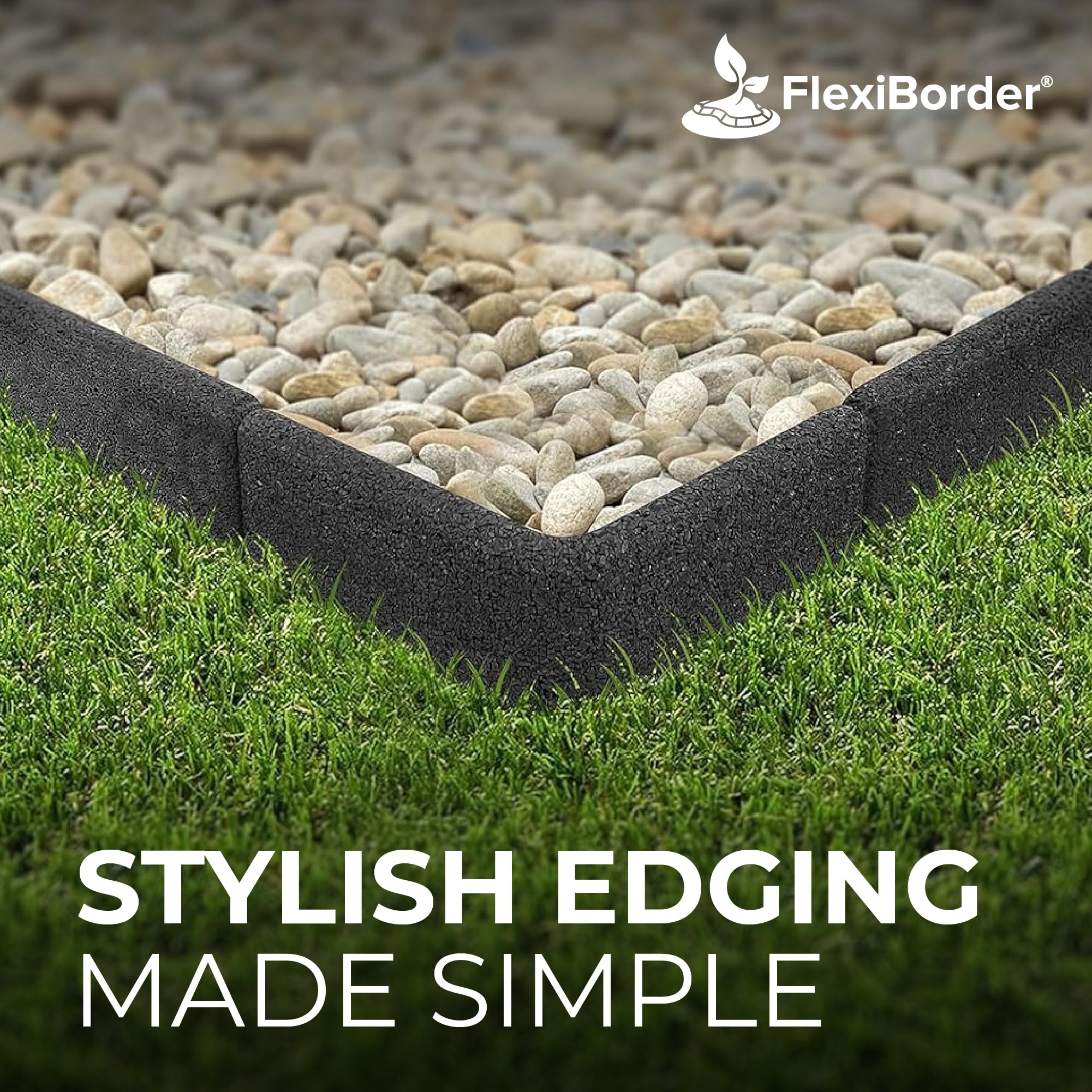 FlexiBorder 2 x 90 Degree Inside Corner Black, Rubber Lawn Edging Border, Garden Edging Border for Grass Lawns - Image 2