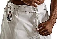 Vista 3 de Ronin - Pantalones de karate pesados, color negro, blanco o camuflaje, 100% algodón, 12 onzas, cintura tradicional con cordón, Blanco