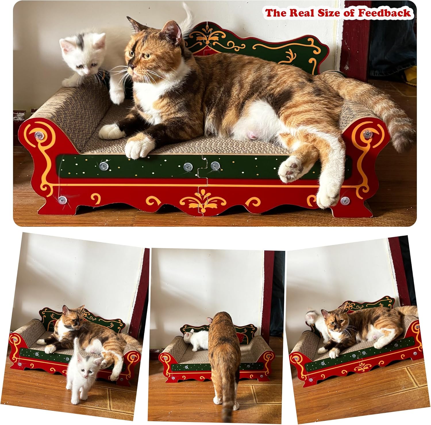 Scratching Sofa, Couch Shaped Thick Scratching Cardboard, Lounge Bed for Indoor Rest&Play, Sofa Scratcher Pad (Red, 23" L X 12.2" W X 10.7" H)