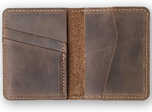 Vista 7 de PEGAI Personalized 100% Leather Bifold Wallet for Men with Credit Card Holder Minimalist Wallet for Men, Handmade Slim Wallet, Great as a Fathers