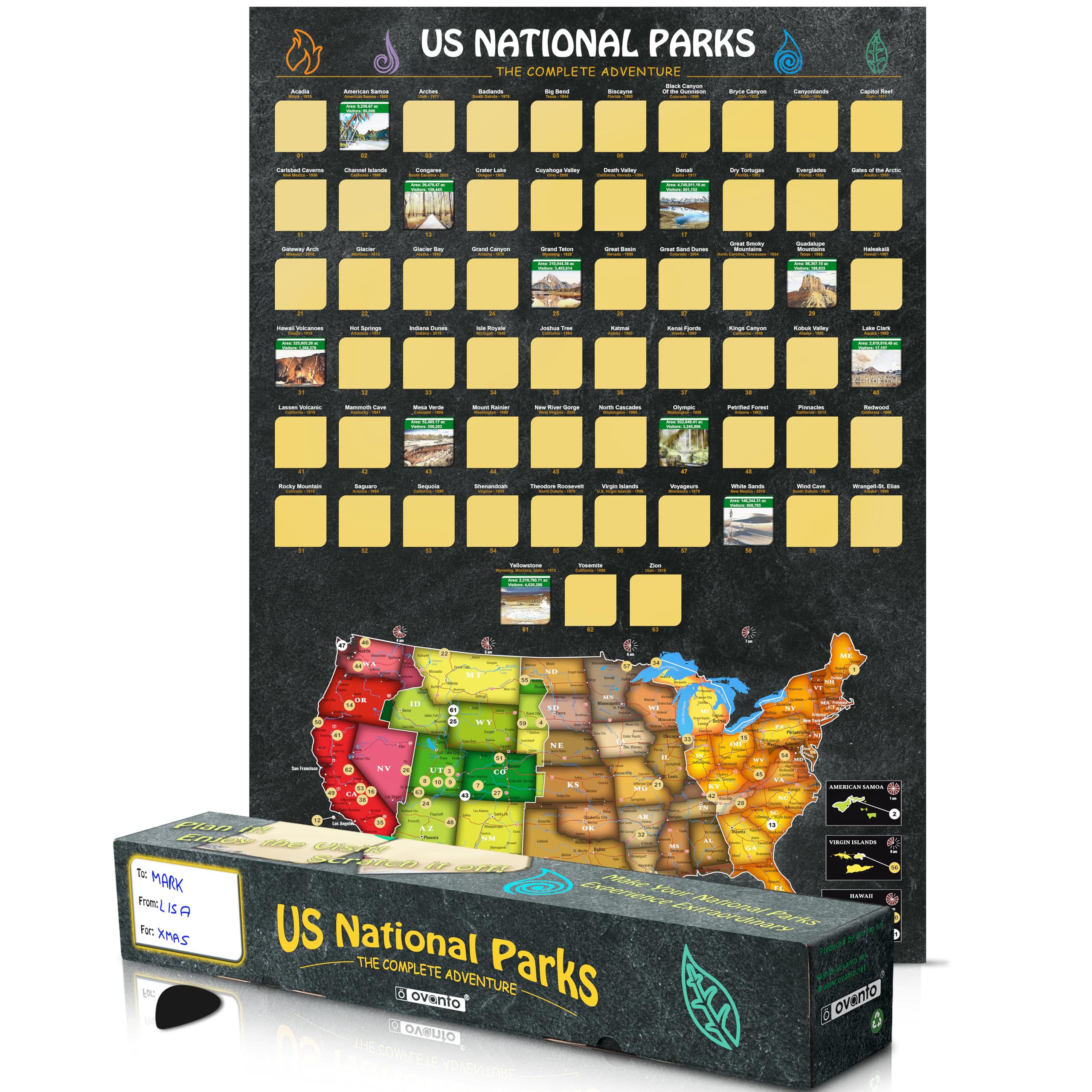 Snapklik.com : National Parks Scratch Off Map Of United States Poster