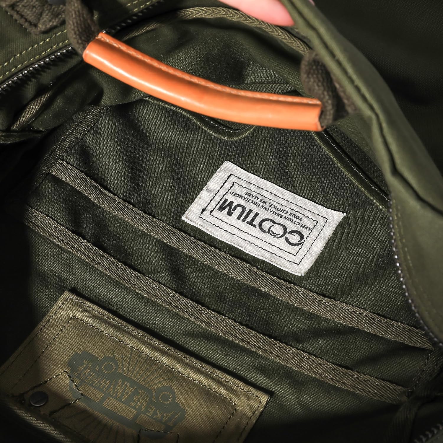 GOOTIUM Canvas Backpack for Women Vintage Style Zipper Bag Men's Casual Daypack Cloth Outdoor Travel Rucksack, Olive - Image 6