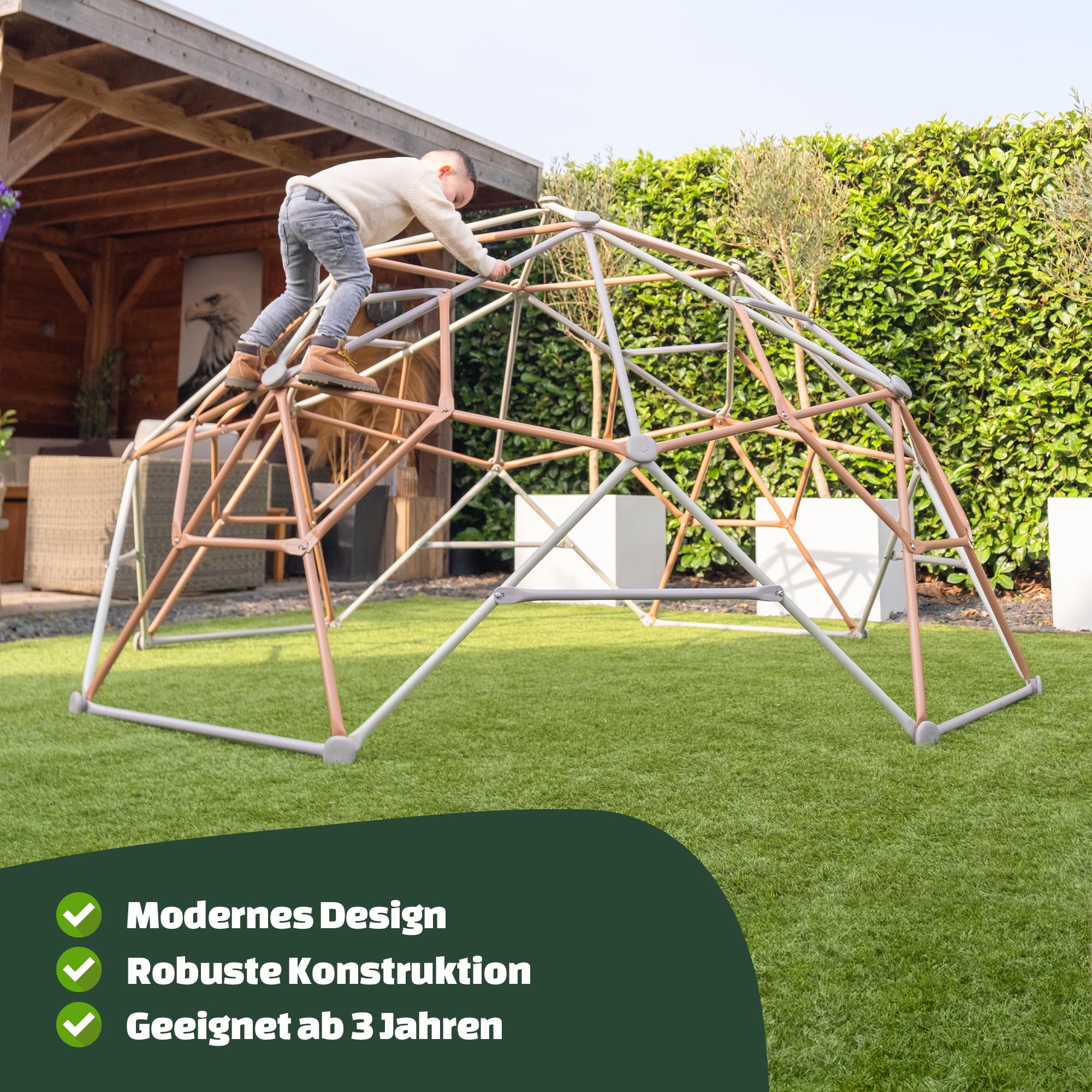 EXIT TOYS Kletterkuppel ø300cm - Outdoor-Spielgerät für Kinder ab 3 Jahren mit Klettersteinen, strukturierten Rohren und Bodenankern - TÜV-geprüft