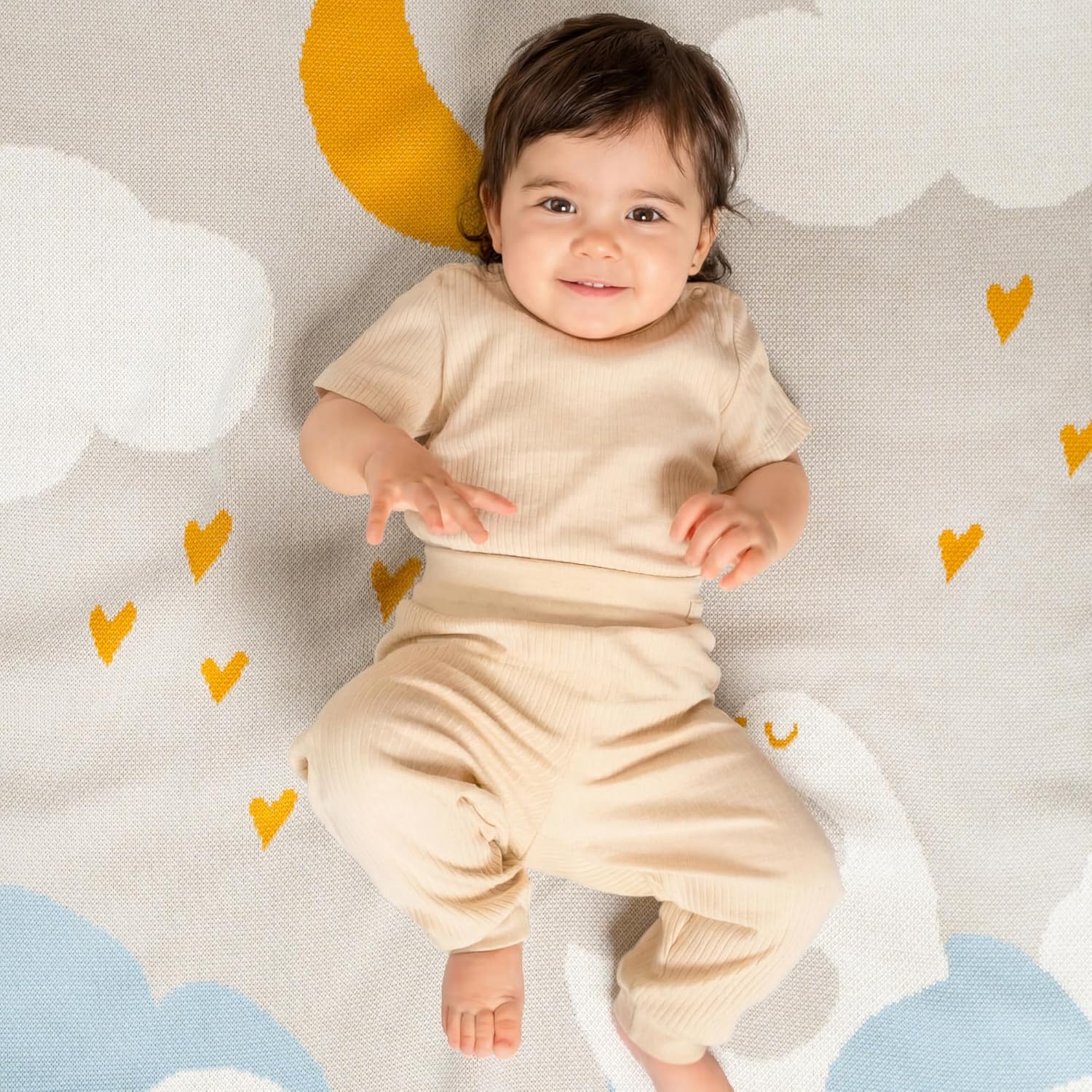100% Organic Cotton Baby Blanket – Soft Knitted Breathable Swaddle Blanket for Crib & Stroller - Newborns, Infants & Toddlers – Hypoallergenic High Density Cotton Knit, 47x32 in (Goose, Blue)