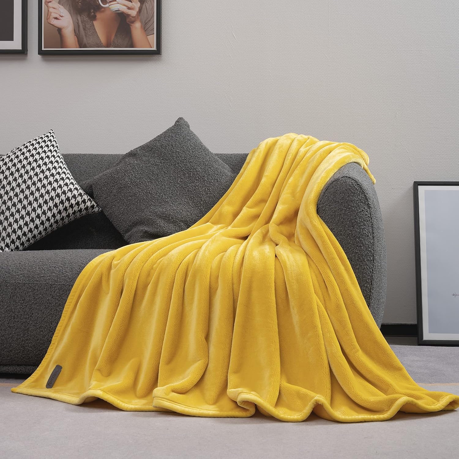 Mellowdy Extra Thick Hearty Plush Flannel Blanket (Lemon Yellow, 60x80) - 500GSM Twin Size Warm Blanket for Winter, Fall | Soft, Fluffy, Cuddly, Perfect for Bed, Oversized Throw for Couch, Sofa