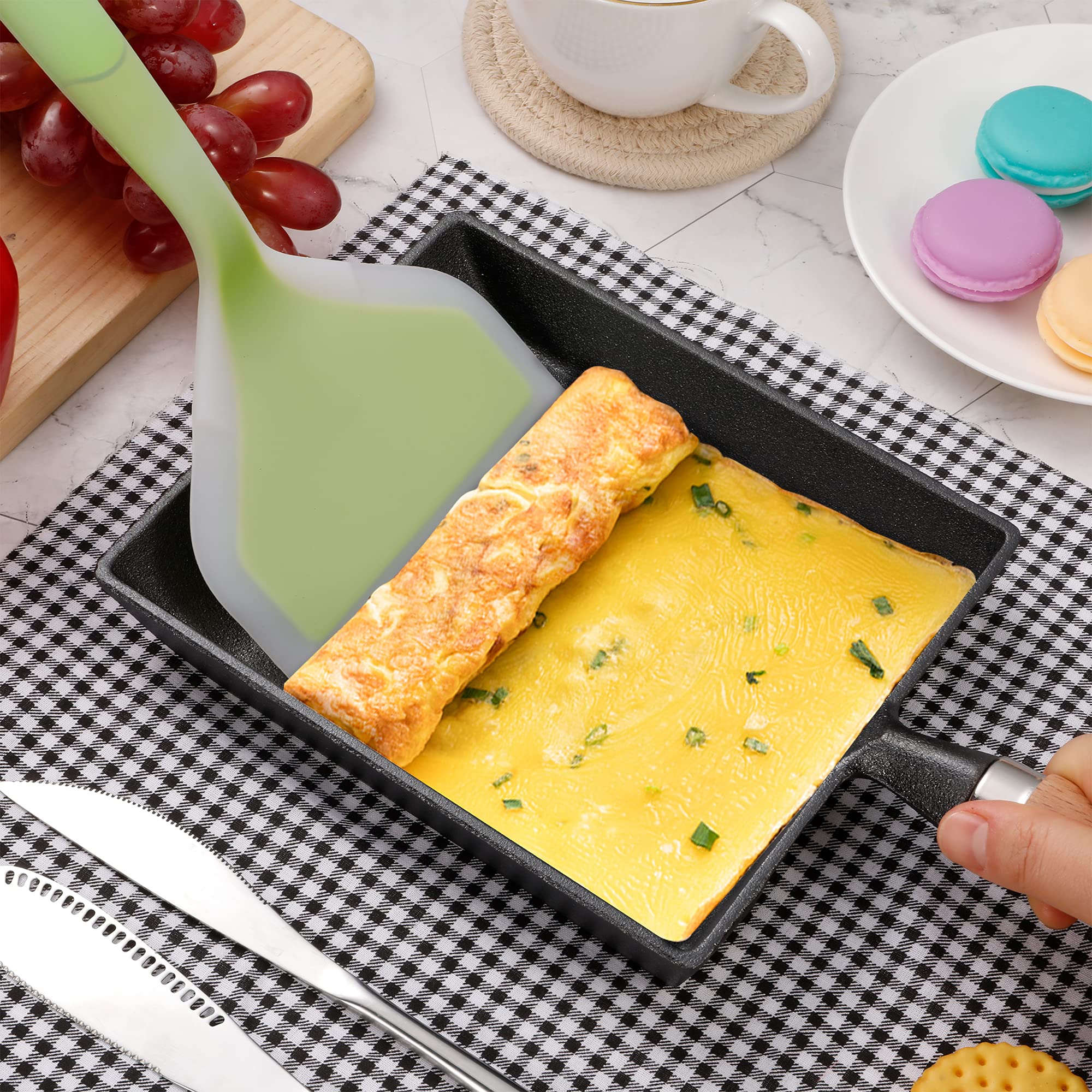 Buy Japanese Tamagoyaki Omelette Pan with Wide Silicone Spatula Cast