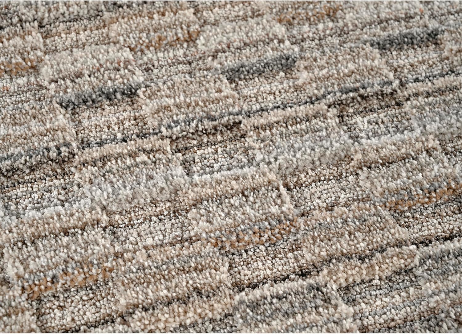 Garland Rug Studio Plush Mesh 5 ft. x 7 ft. Modern Earthtone Area Rug, Non Slip, Abstract Rug, Foldable, Stain Resistant Rugs for Living Room, Bedroom, Neutral Tan, Gray, and Taupe