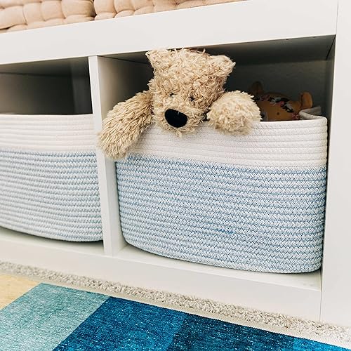 Miniatura 7 de OrganiHaus Juego de 3 cestas tejidas para almacenamiento  Cesta de cuerda de algodón para decoración  Organizador de cestas y almacenamiento  Cestas