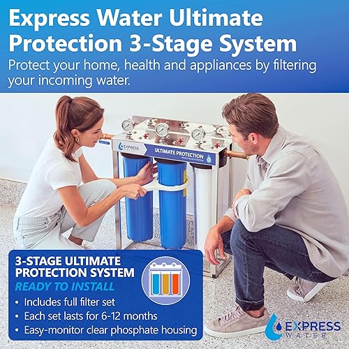 Miniatura 2 de Express Water Sistema de filtro de agua para toda la casa | Máxima protección: filtración doméstica de 3 etapas, metal pesado de nivel superior +