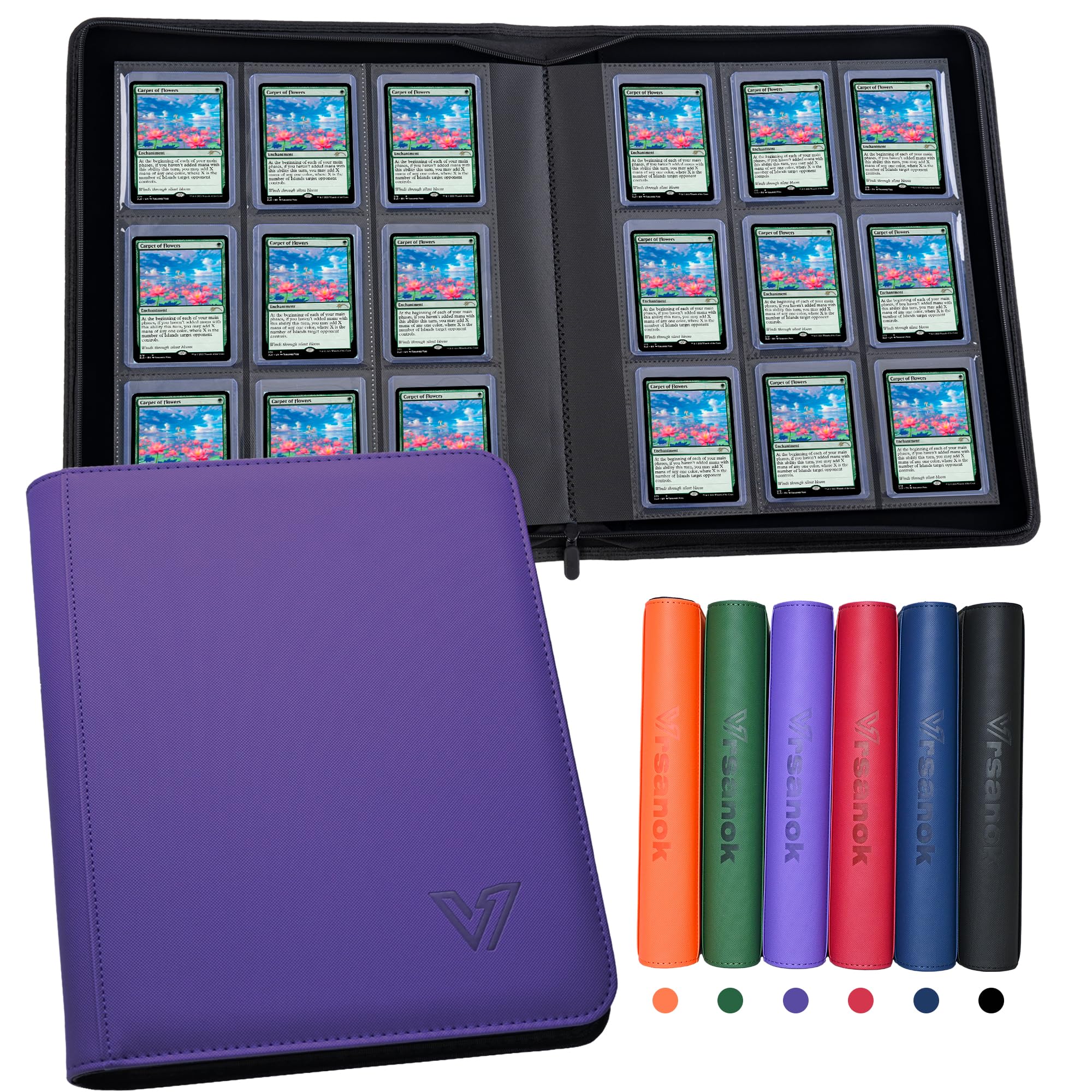 Vrsanok Top Loader Binder 9 Pocket,Holds 324 Top Loaders,Toploaders Binder 9 Pocket for 3" x 4"Rigid Cards,Double Sided Card Binder Abulm in 3"x4"